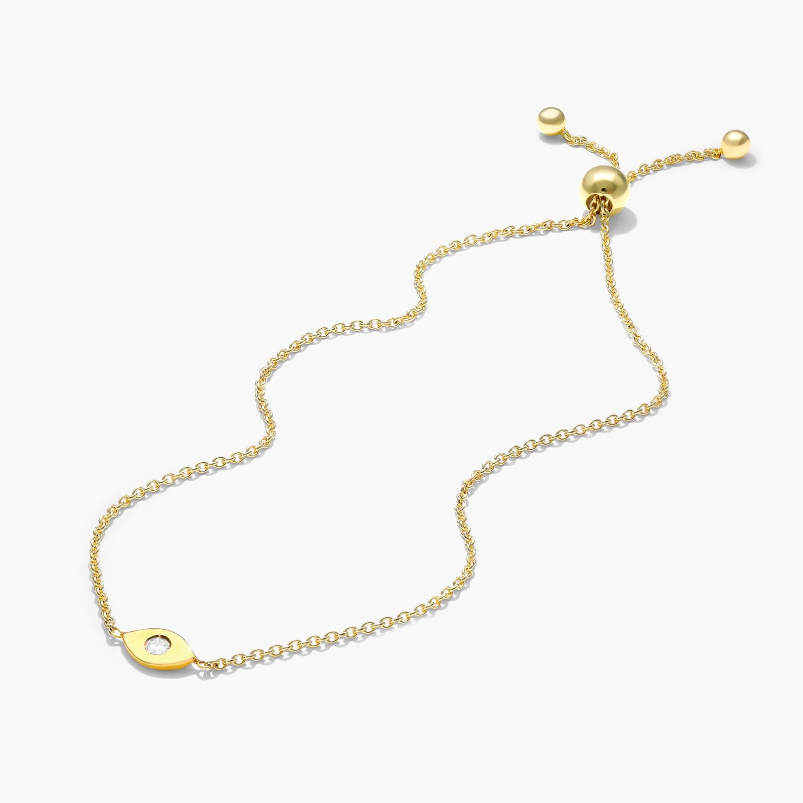 Evil Eye Bolo Diamond Bracelet In 14K Yellow Gold