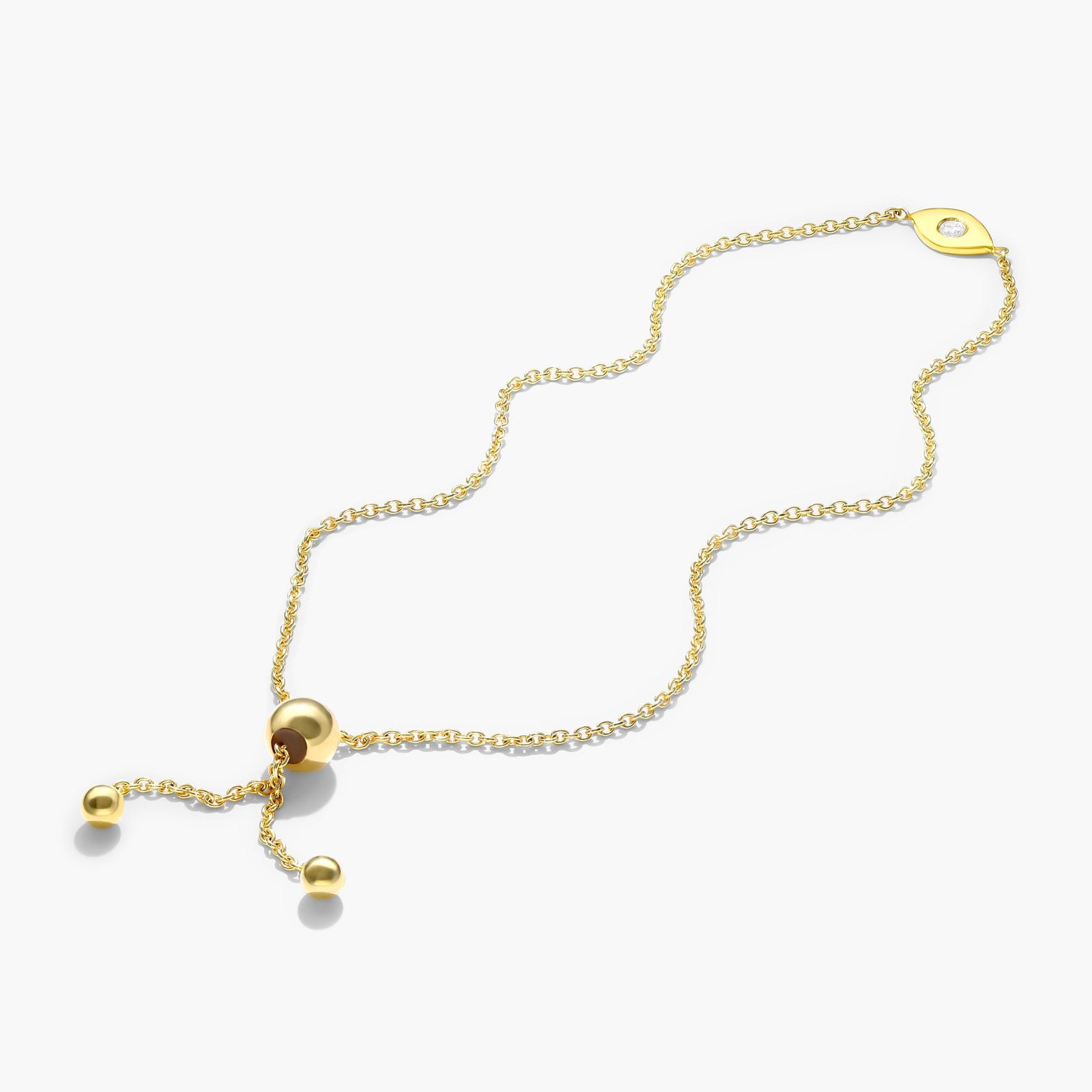 Evil Eye Bolo Diamond Bracelet In 14K Yellow Gold