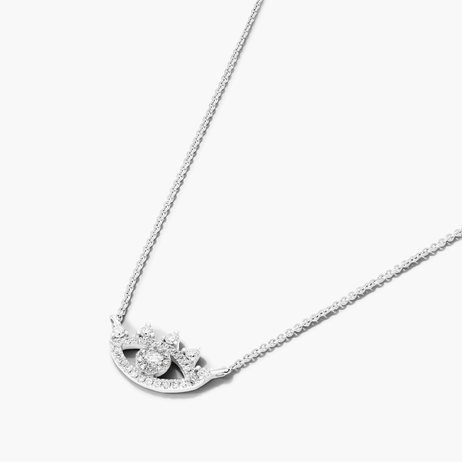 Evil Eye Diamond Necklace In 14K White Gold