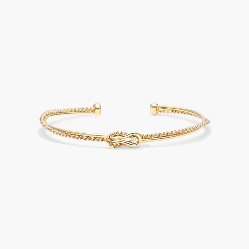 Infinity Rope Cuff Diamond Bracelet In 14K Yellow Gold