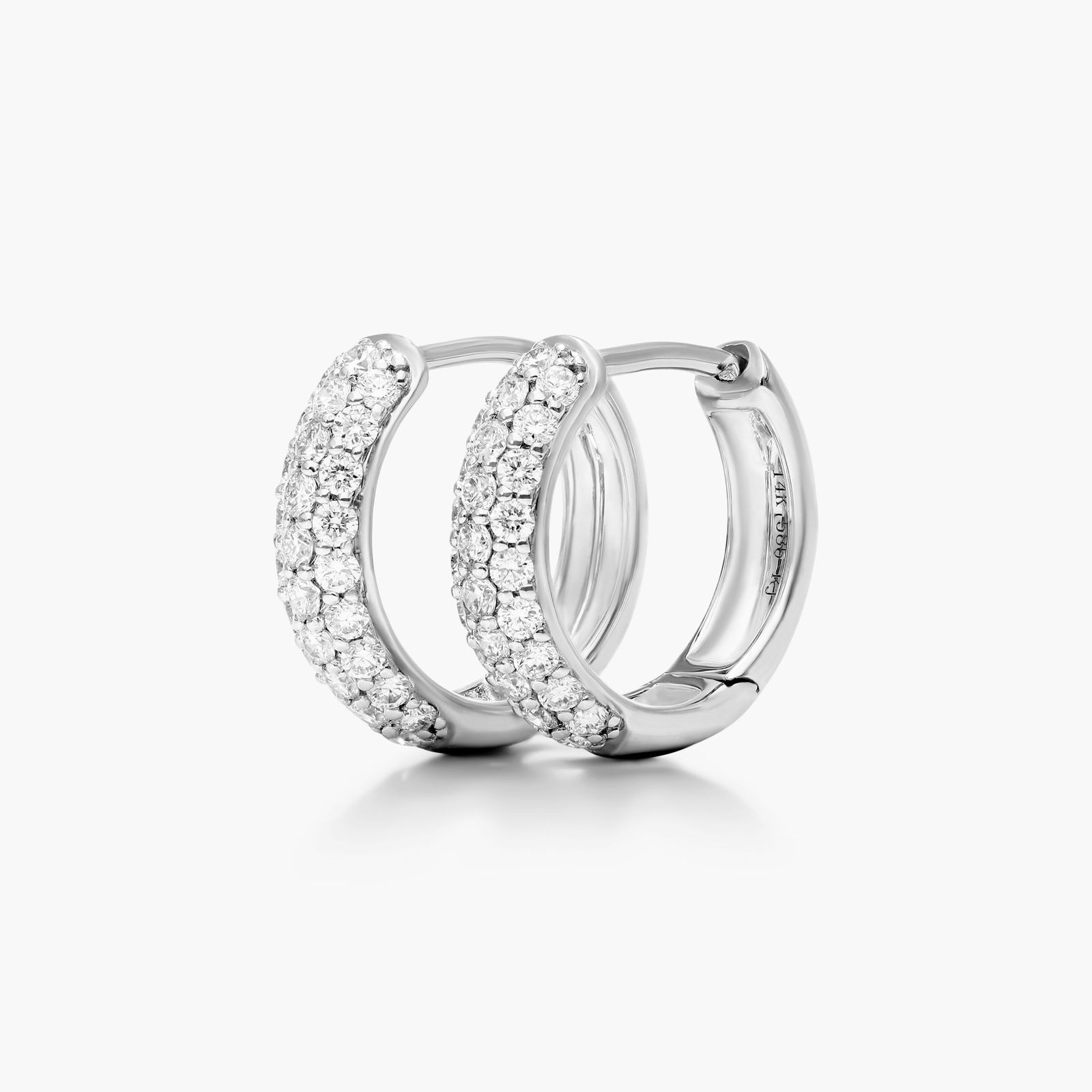 Triple Row Diamond Hoop Earrings With 0.5 CTW Diamonds In 14K White Gold