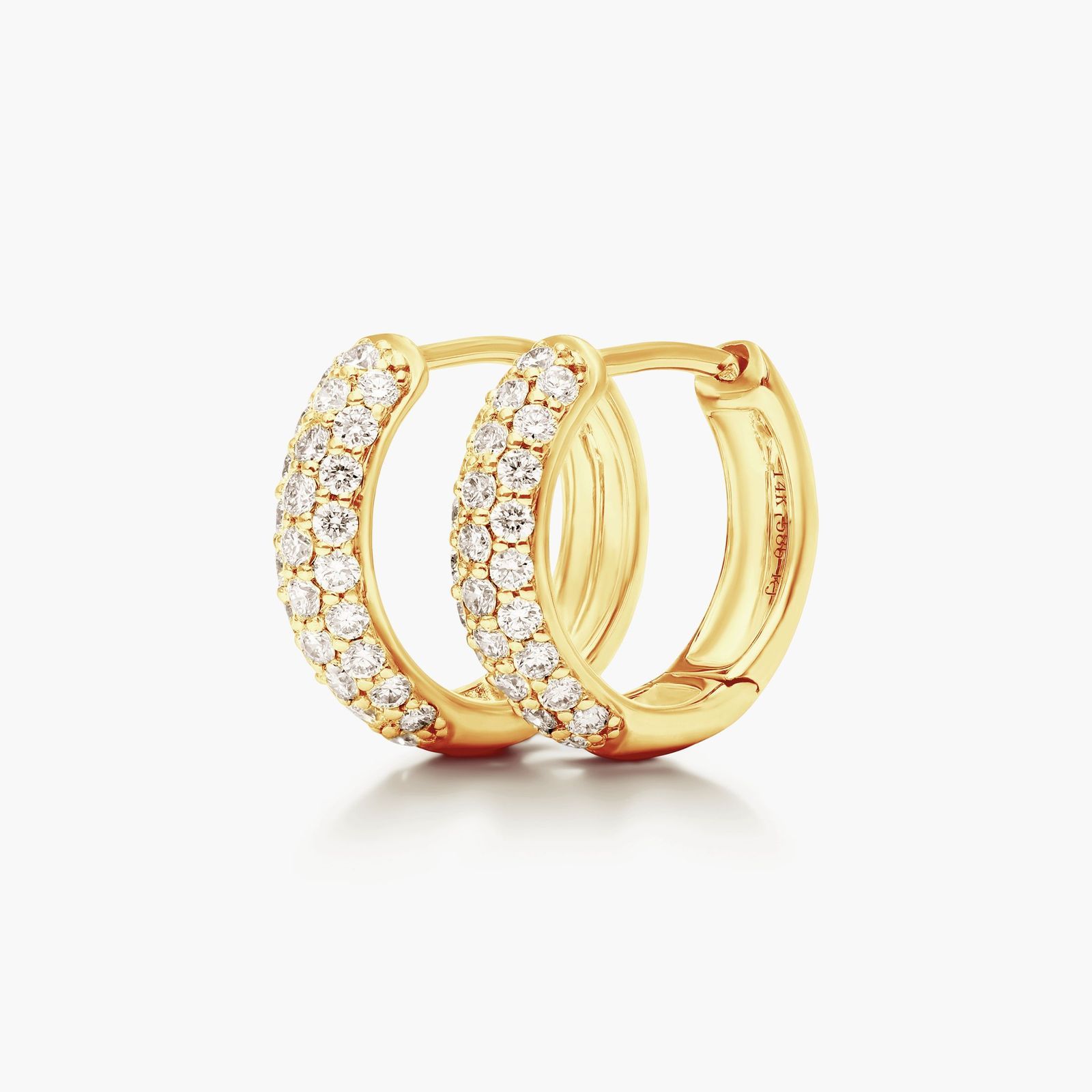 Triple Row Diamond Hoop Earrings With 0.5 CTW Diamonds In 14K Yellow Gold