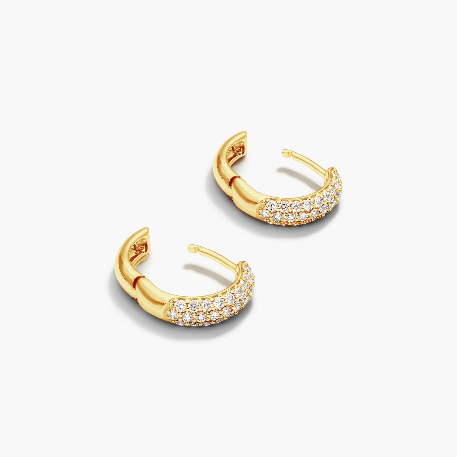 Triple Row Diamond Hoop Earrings With 0.5 CTW Diamonds In 14K Yellow Gold