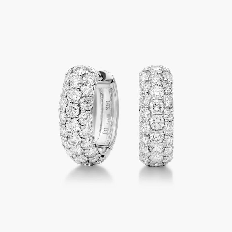 Triple Row Diamond Hoop Earrings With 1 CTW Diamonds In 14K White Gold