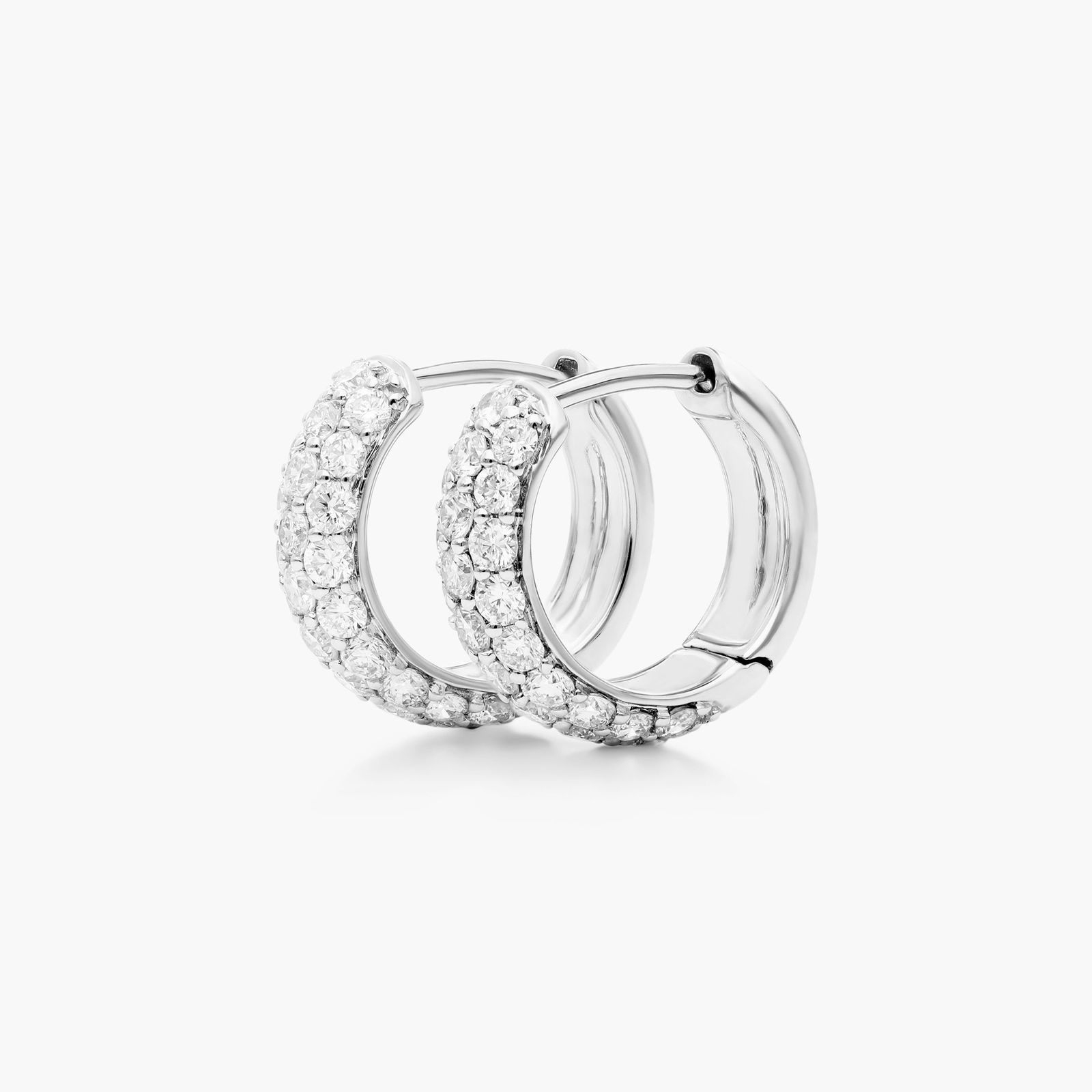 Triple Row Diamond Hoop Earrings With 1 CTW Diamonds In 14K White Gold