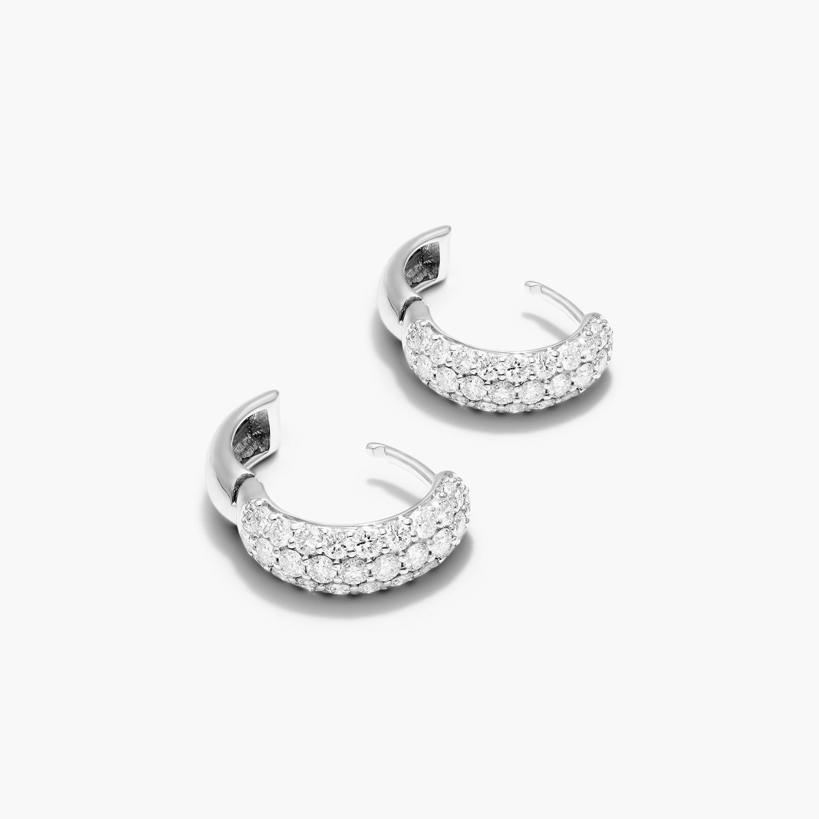 Triple Row Diamond Hoop Earrings With 1 CTW Diamonds In 14K White Gold