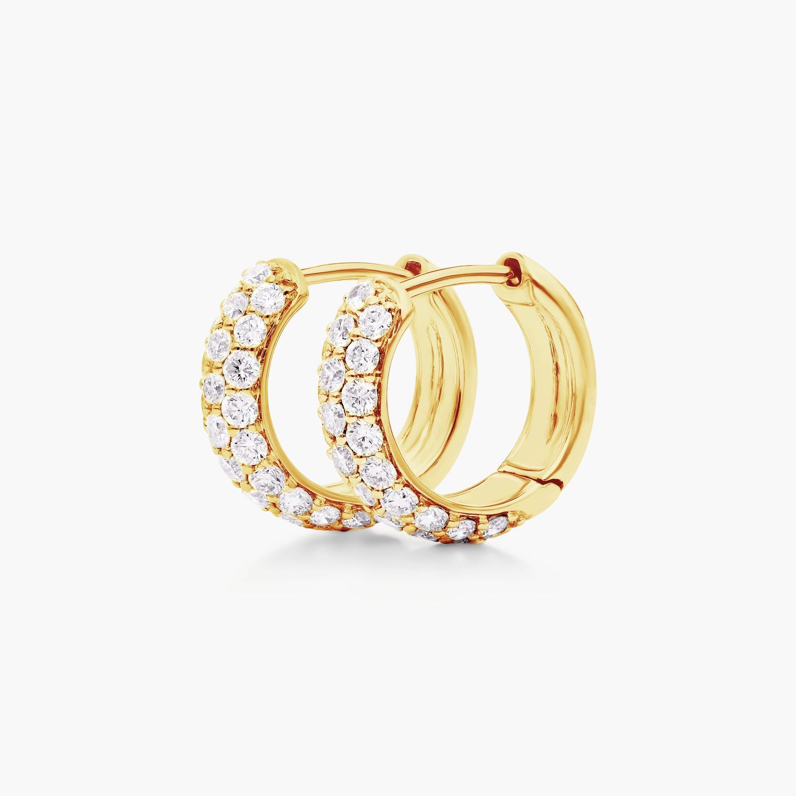 Triple Row Diamond Hoop Earrings With 1 CTW Diamonds In 14K Yellow Gold