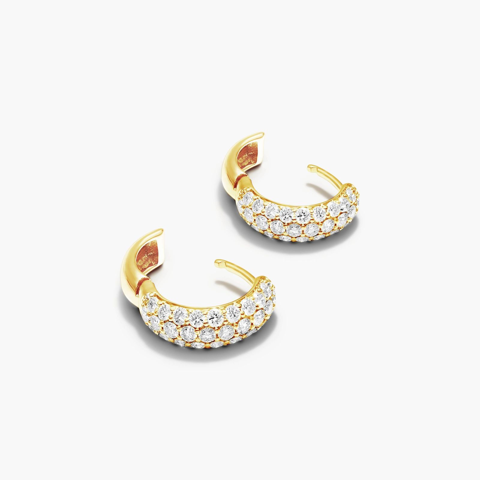 Triple Row Diamond Hoop Earrings With 1 CTW Diamonds In 14K Yellow Gold