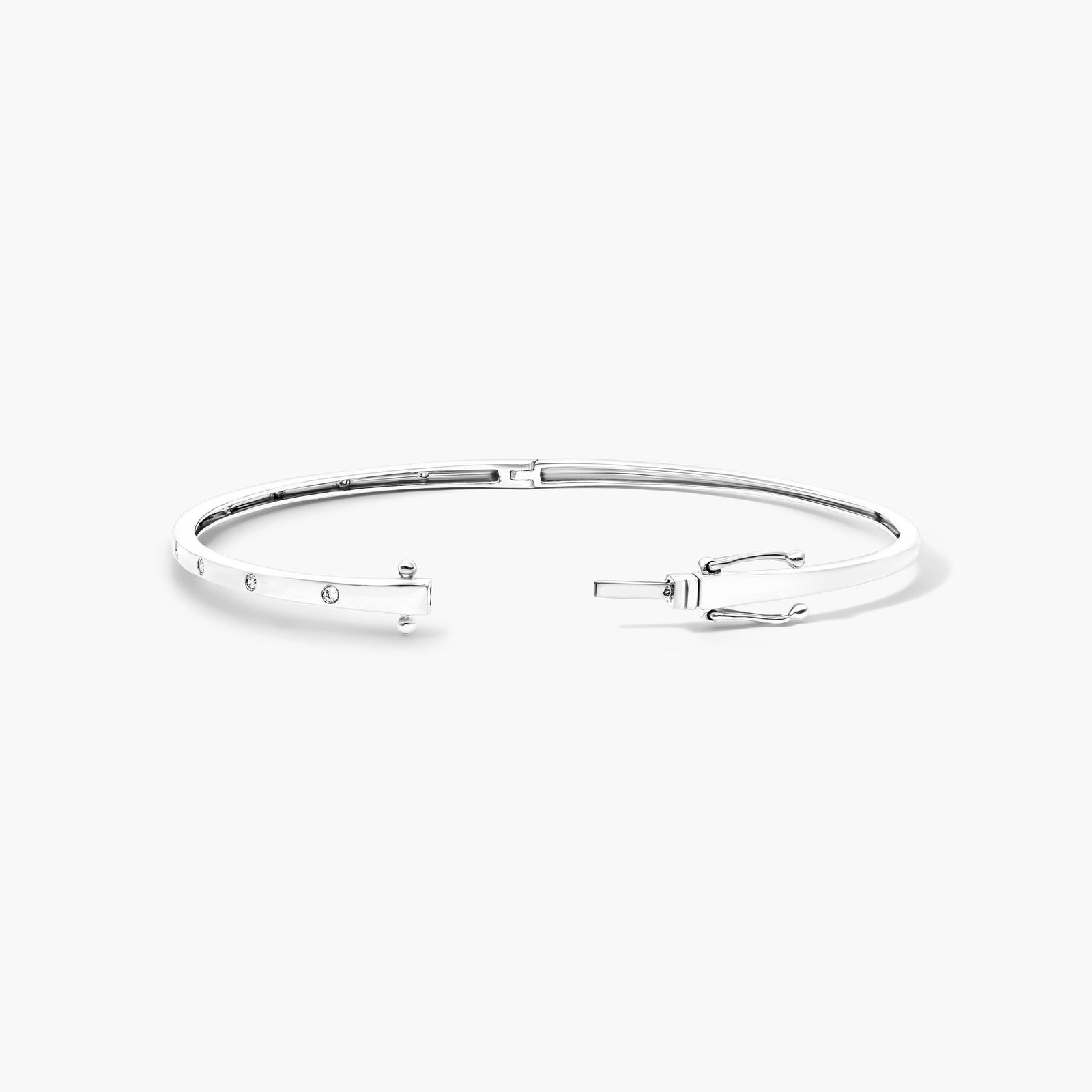 Bezel Bangle Diamond Bracelet In 14K White Gold
