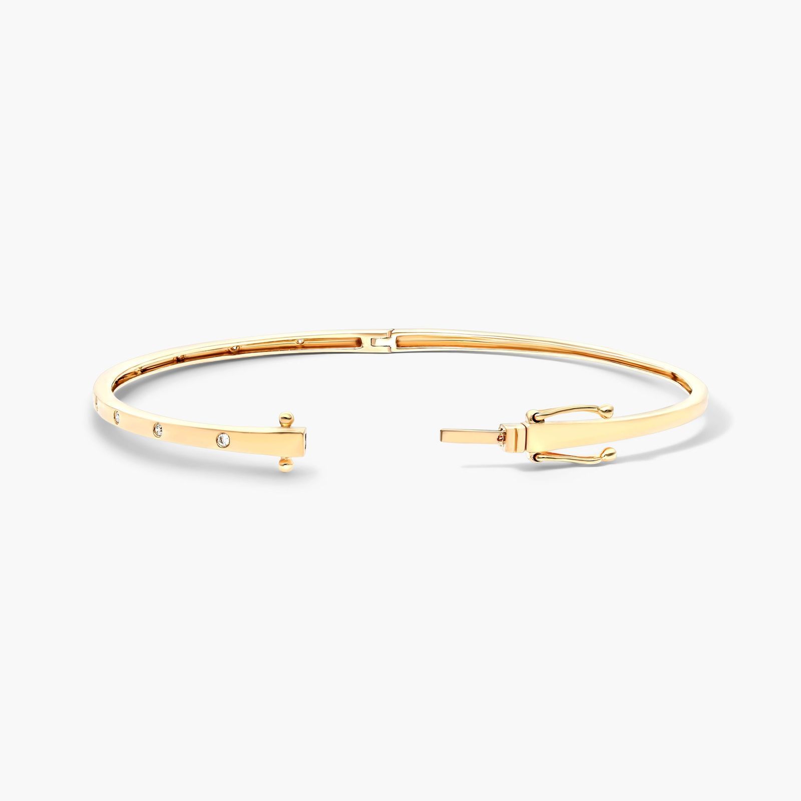 14K Yellow Gold Bezel Diamond Bangle Bracelet