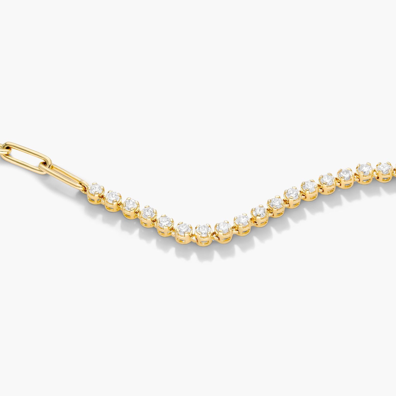 Paperclip And Diamond Tennis Bracelet In 14K Yellow Gold