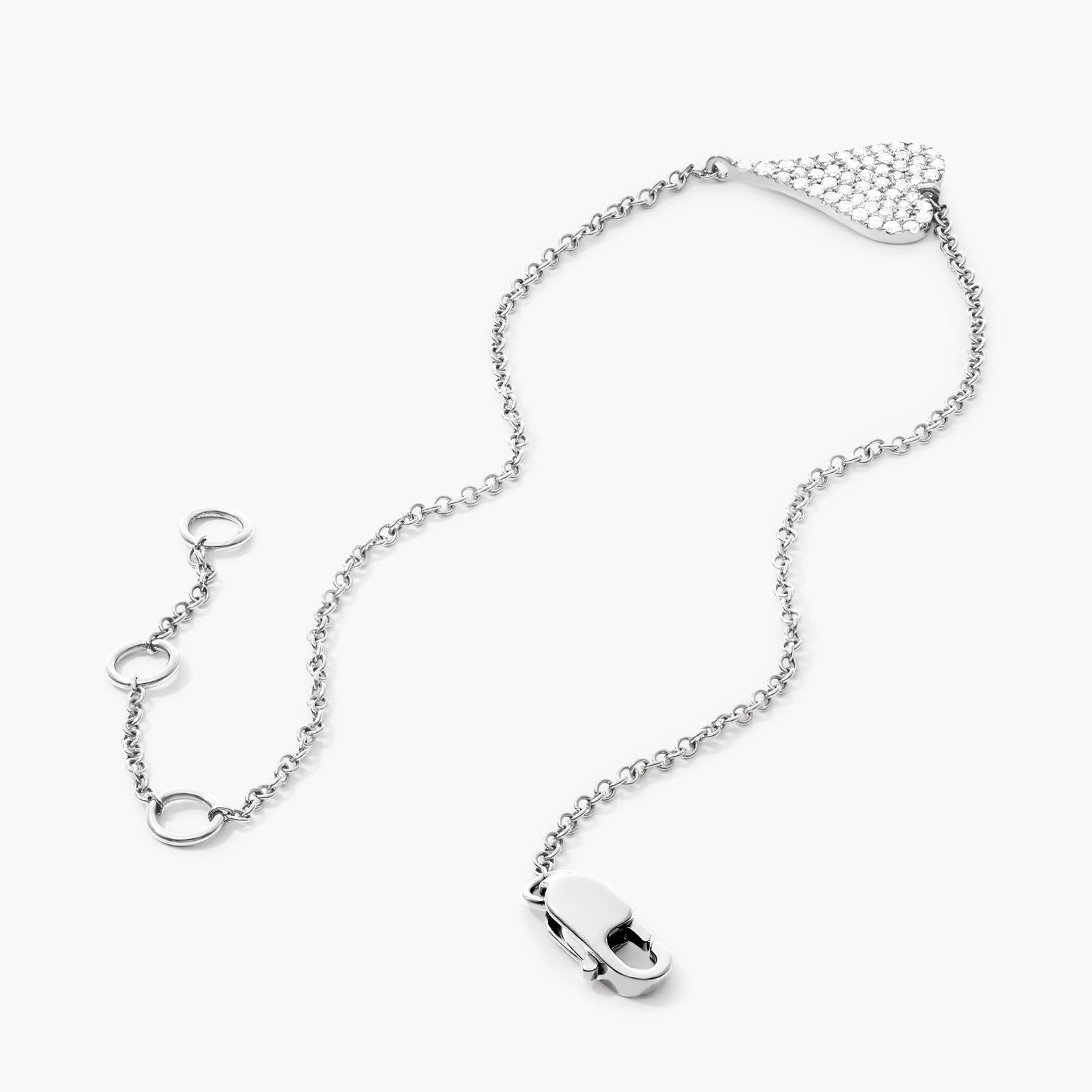 Heart And Chain Diamond Bracelet In 14K White Gold