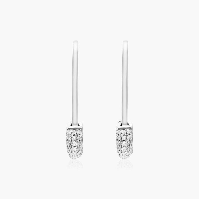 Diamond Pin Earrings In 14K White Gold