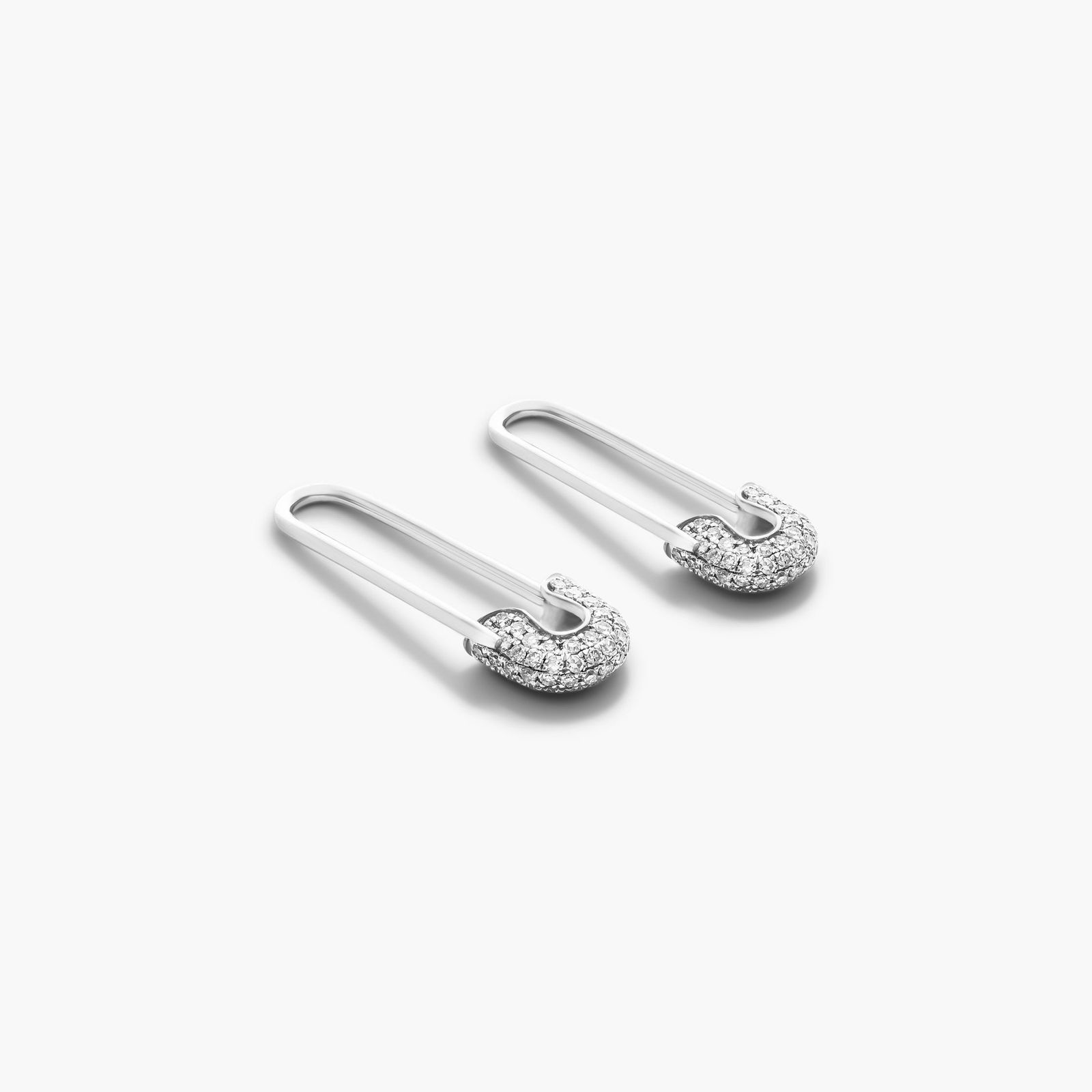 Diamond Pin Earrings In 14K White Gold