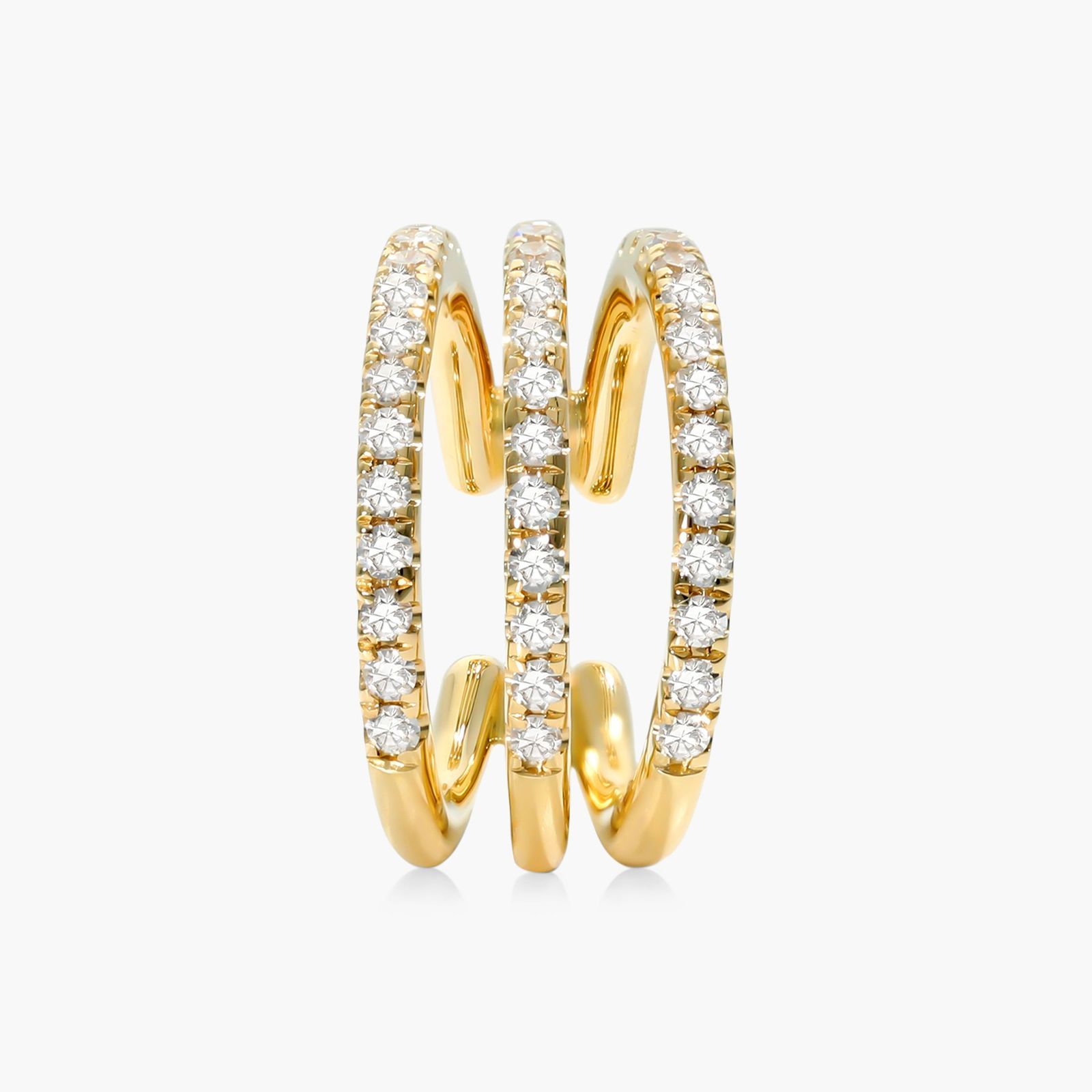 14K Yellow Gold Triple Diamond Ear Cuff