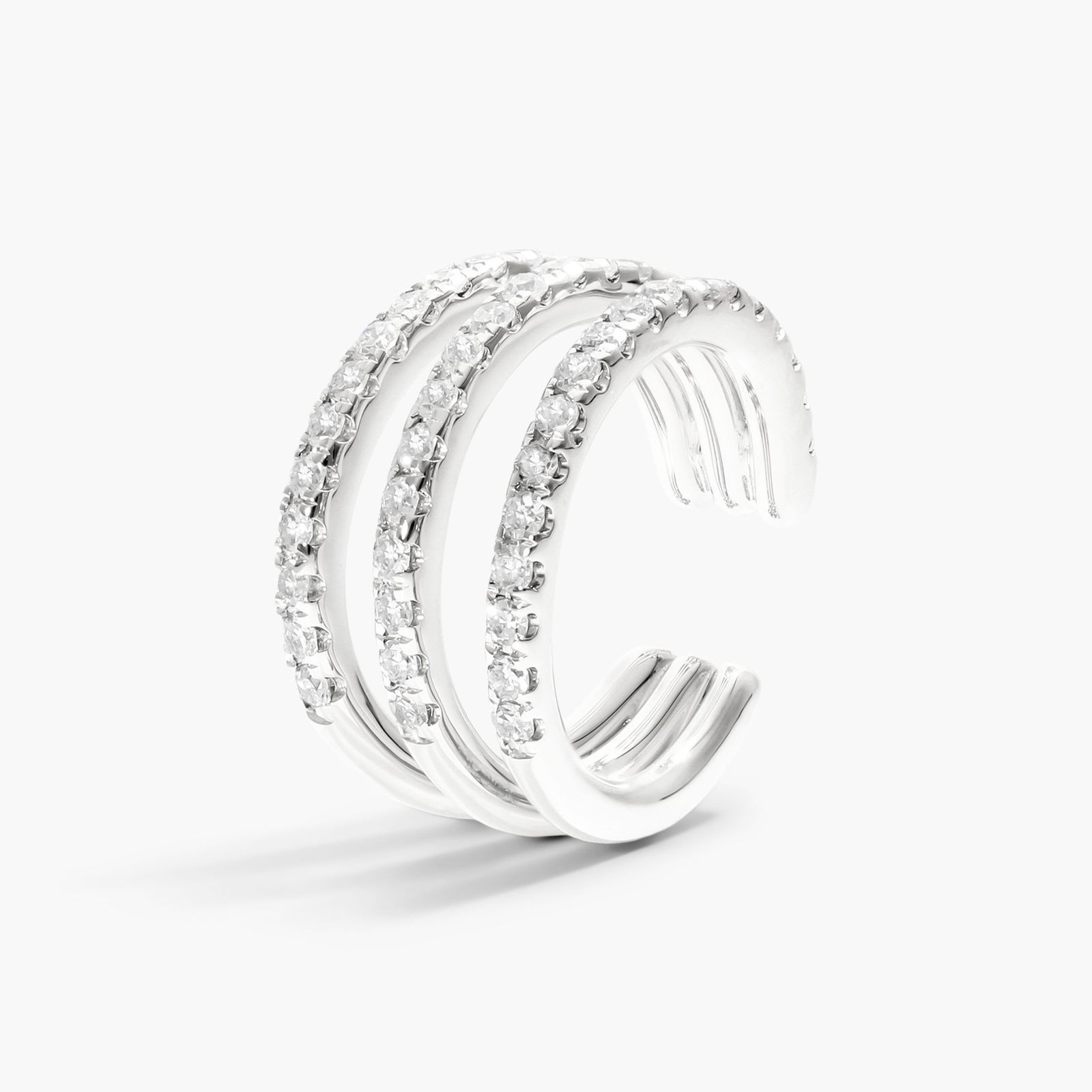 【HYERES LOR】22FW★ Noailles antique in-ear ear cuff full 14K White Gold Triple Diamond Ear Cuff-81423w14