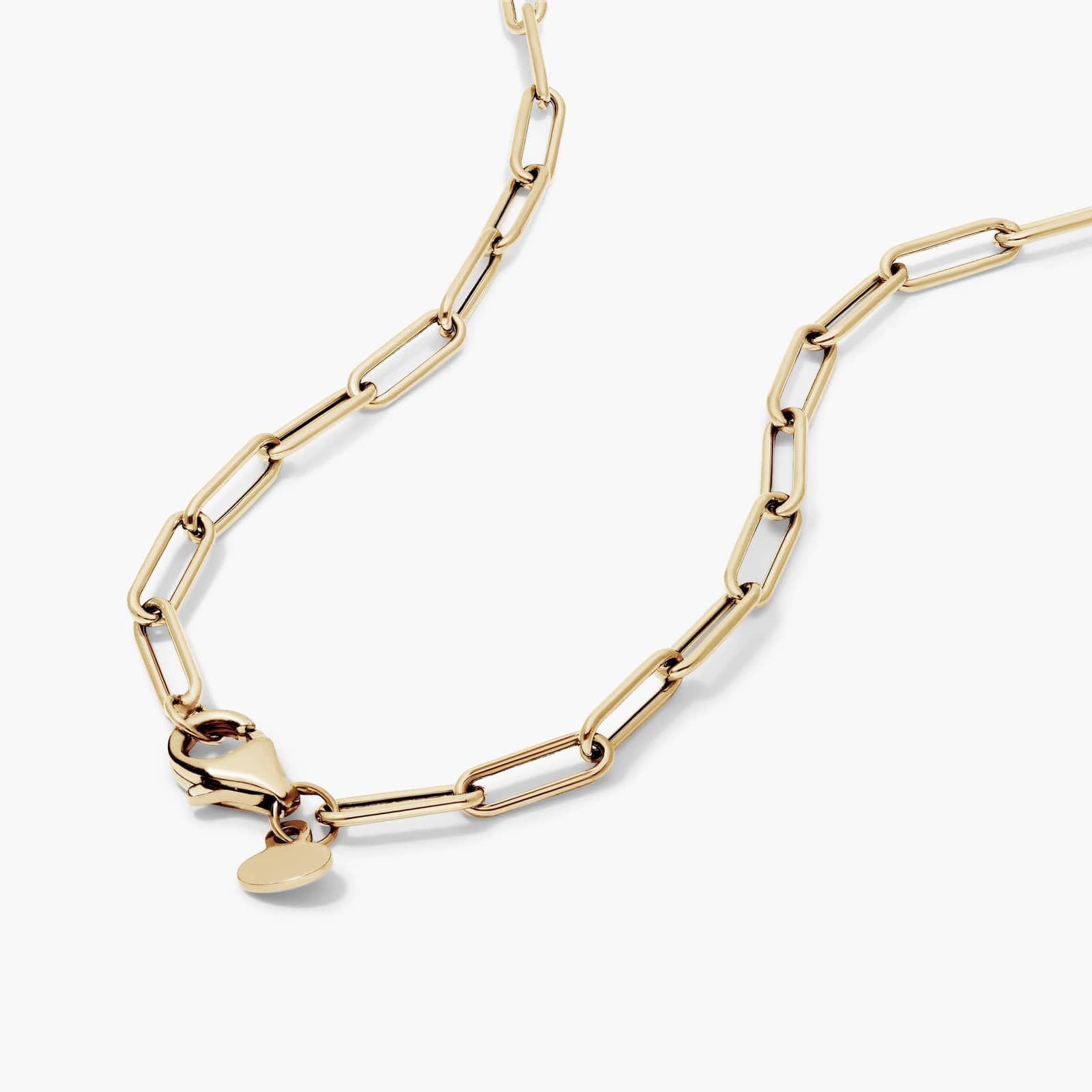 Pavé Paperclip Necklace In 14K Yellow Gold