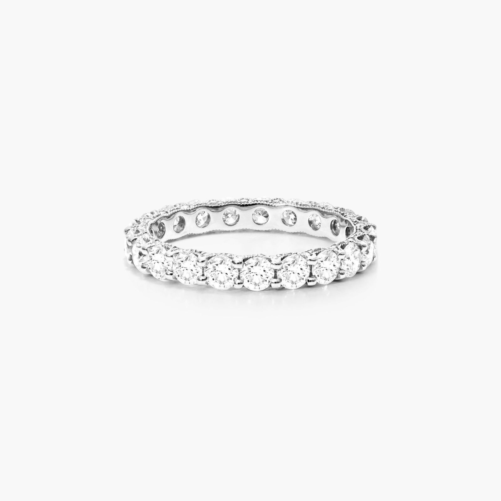 Embellished Milgrain Diamond Eternity Ring In 14K White Gold