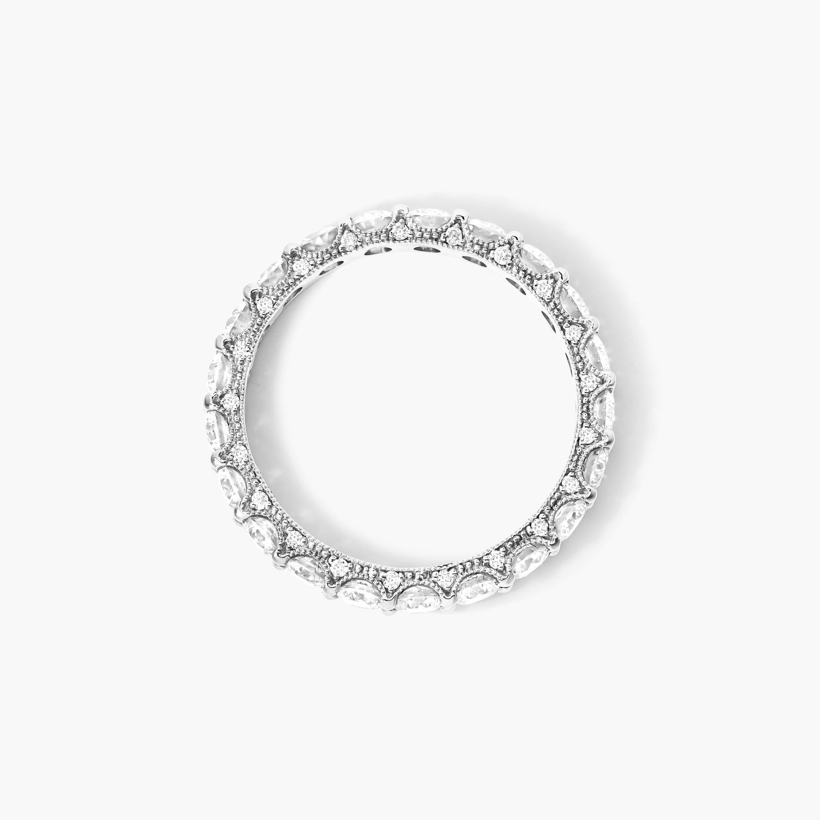Embellished Milgrain Diamond Eternity Ring In 14K White Gold