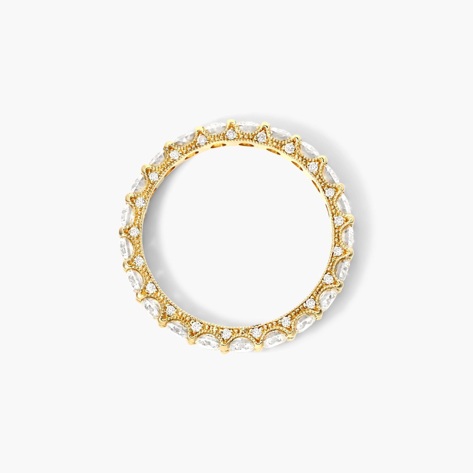 Embellished Milgrain Diamond Eternity Ring In 14K Yellow Gold
