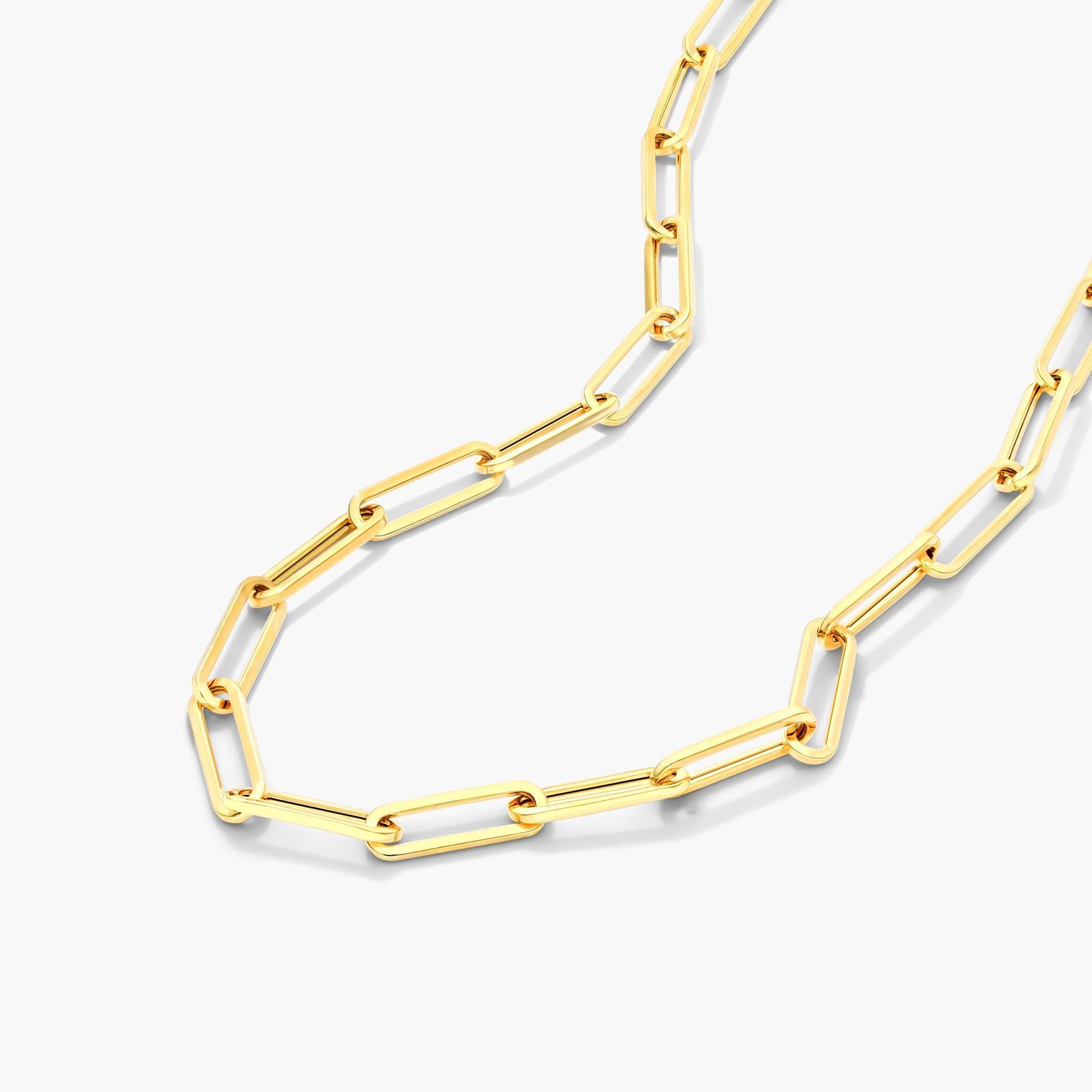 Padlock Push Lock Paperclip Split Chain Necklace In 14K Yellow Gold