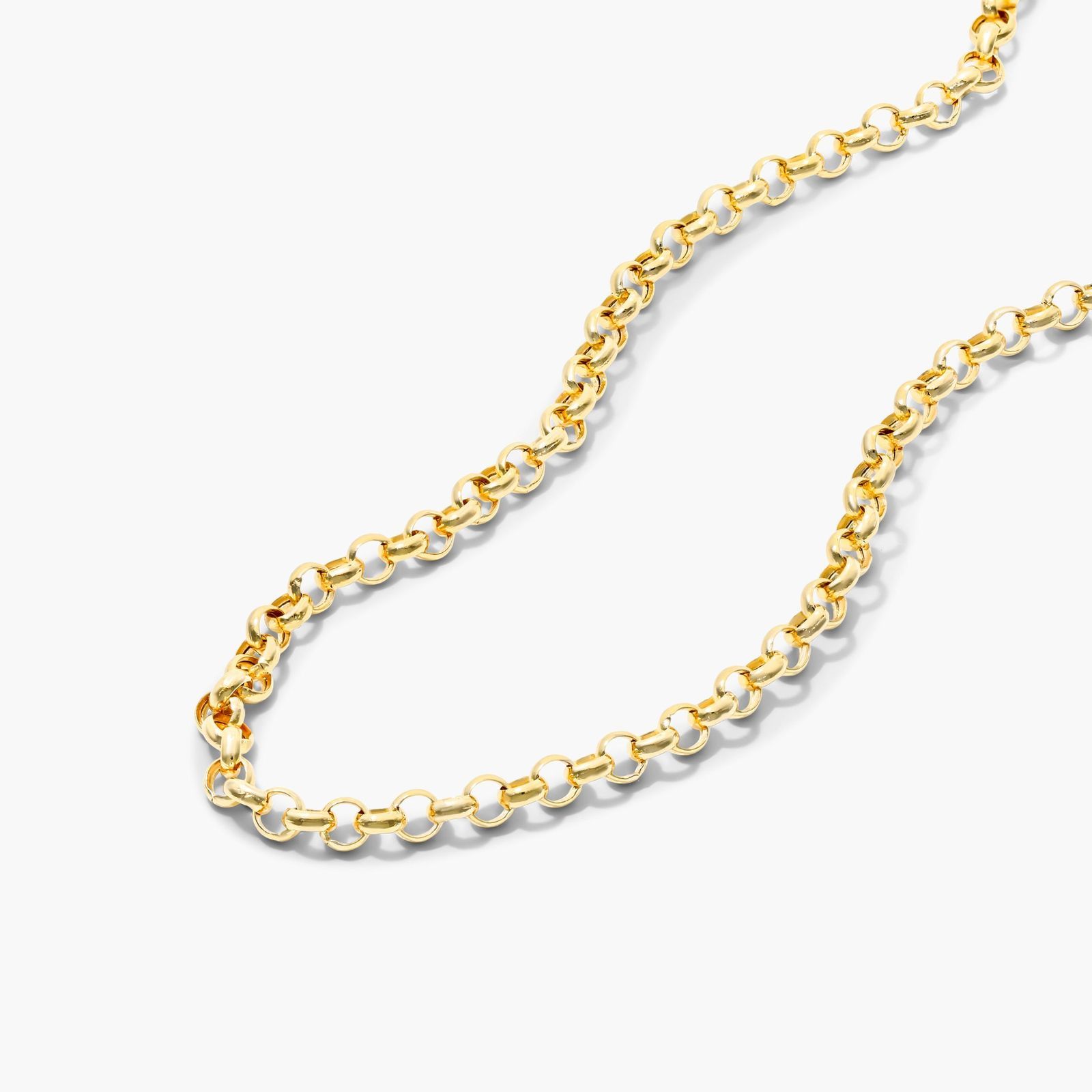 Diamond Accent Padlock Push Lock Rolo Split Chain Necklace In 14K Yellow Gold