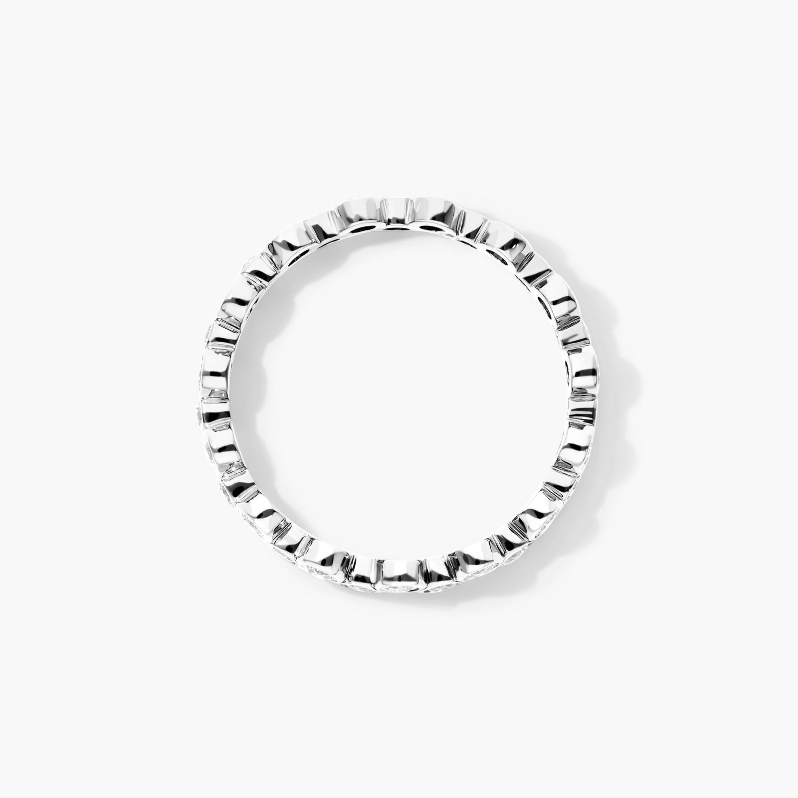 Crease Round Diamond Ring In 14K White Gold