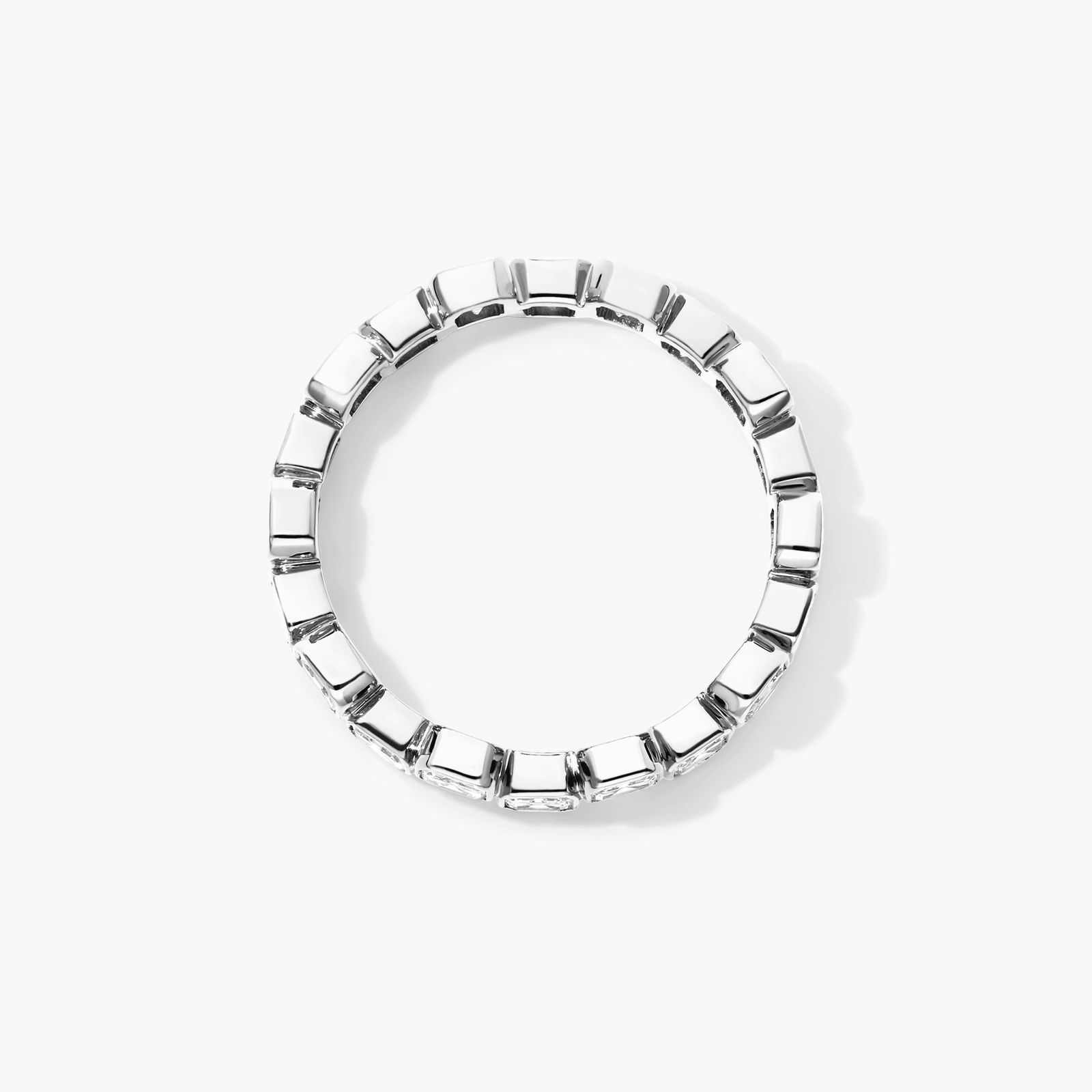 Crease Asscher Cut Diamond Ring In 14K White Gold