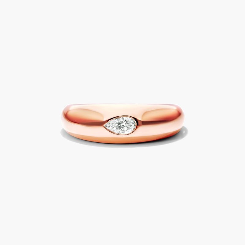 Pear Shape Diamond Dome Ring In 14K Rose Gold