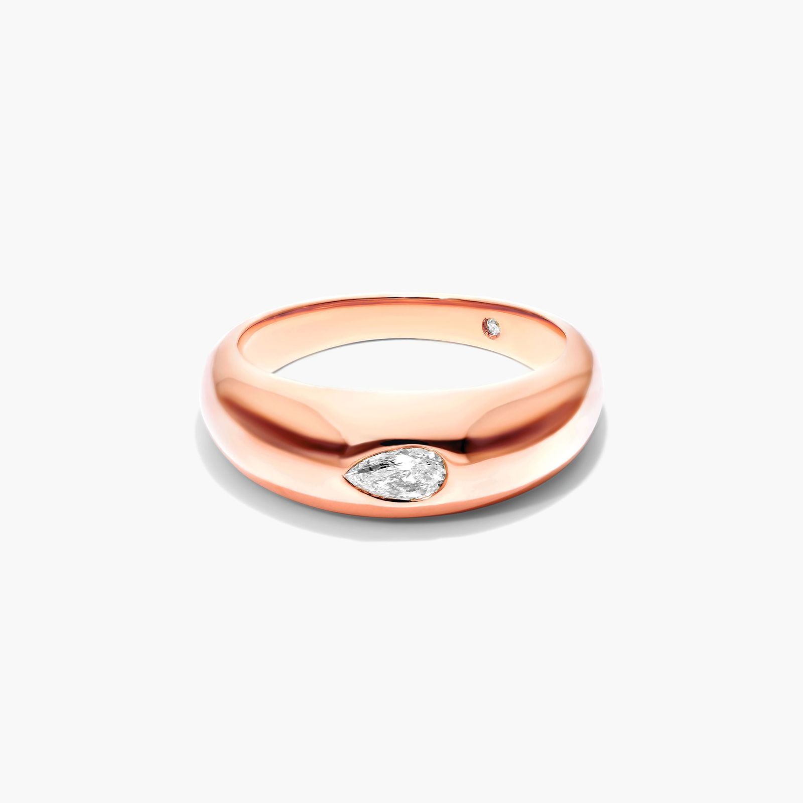 Pear Shape Diamond Dome Ring In 14K Rose Gold