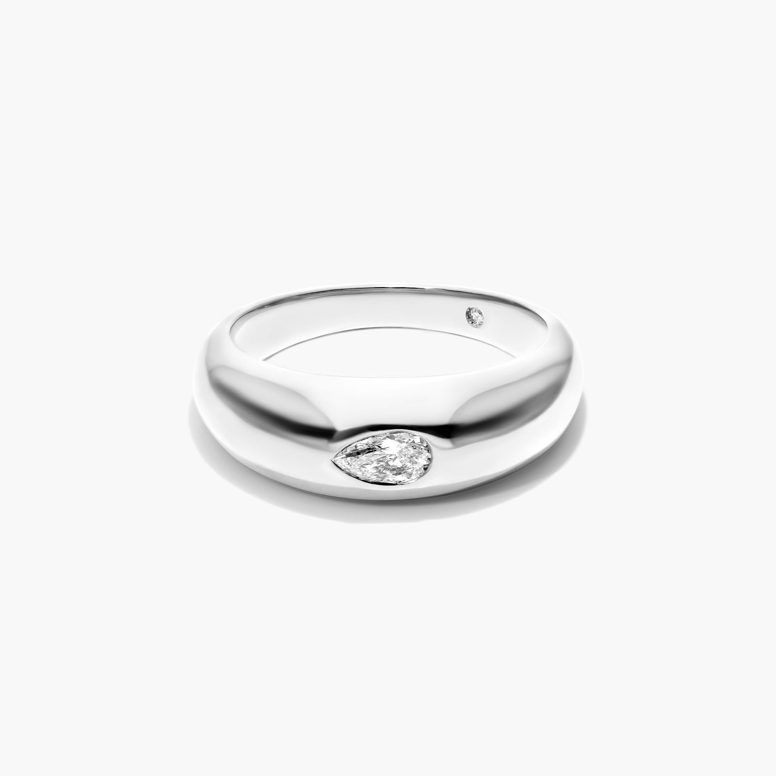 Pear Shape Diamond Dome Ring In 14K White Gold