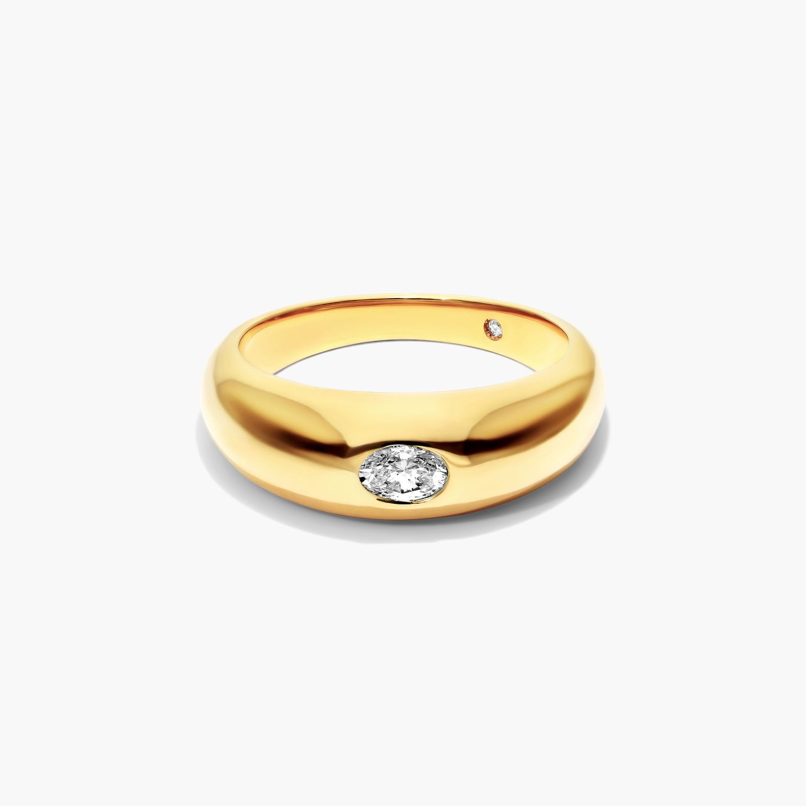 Oval Cut Diamond Dome Ring In 14K Yellow Gold