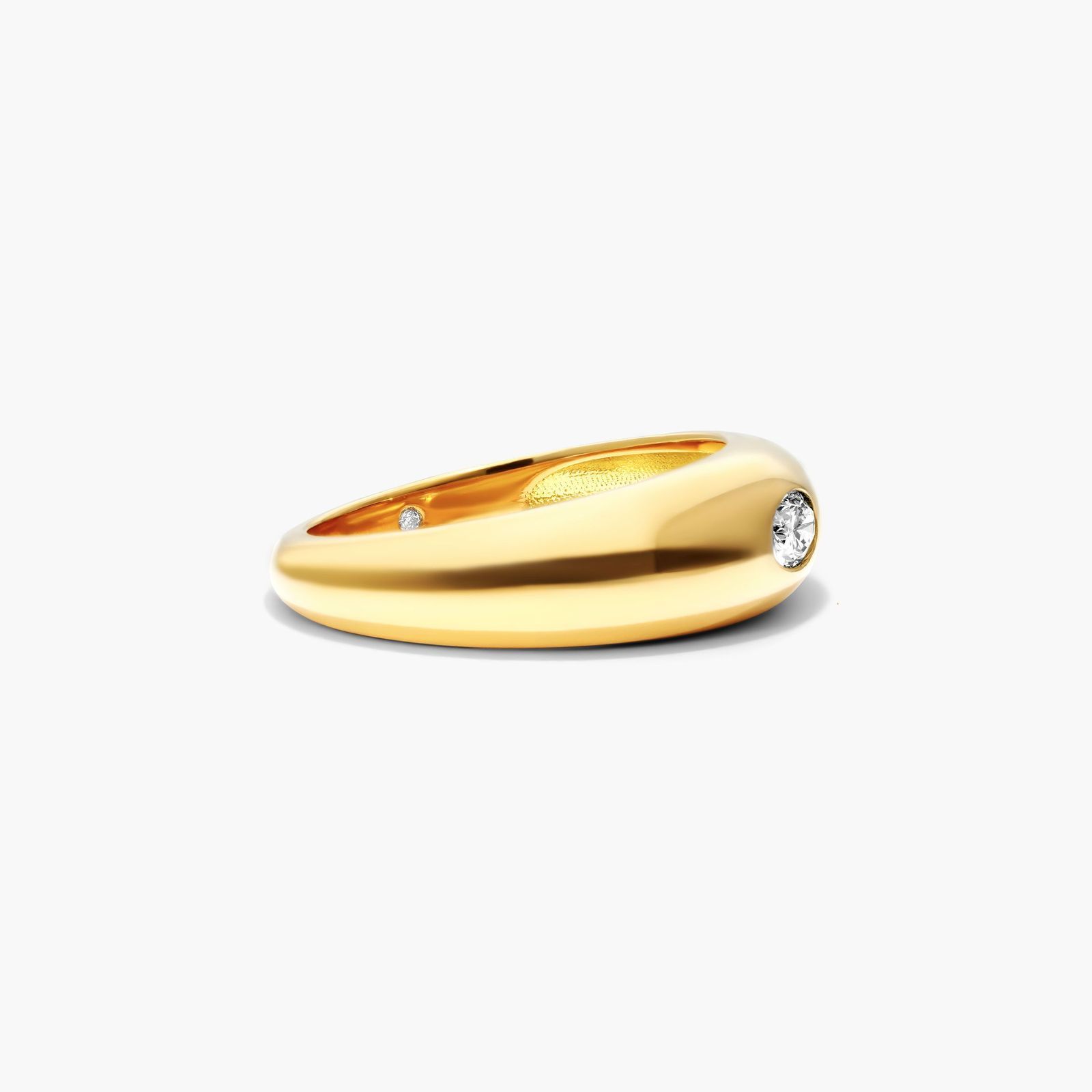 Oval Cut Diamond Dome Ring In 14K Yellow Gold