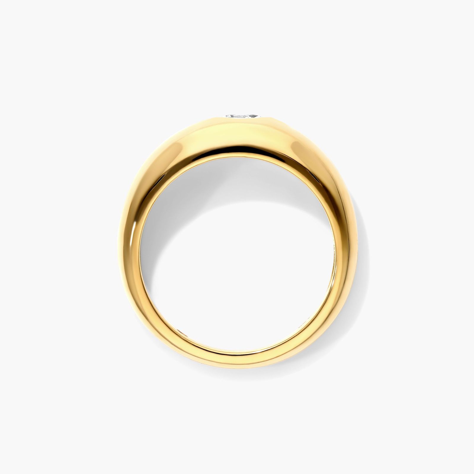 Oval Cut Diamond Dome Ring In 14K Yellow Gold