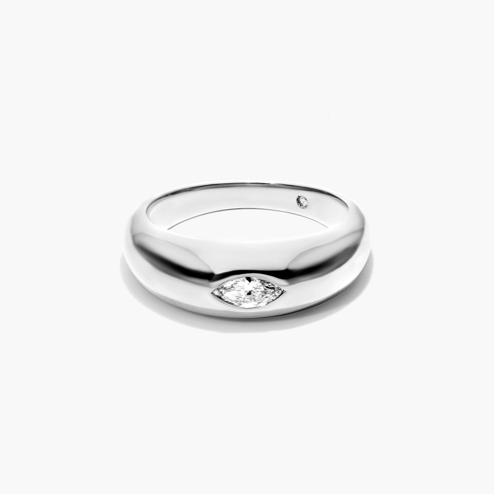 Marquise Cut Diamond Dome Ring In 14K White Gold