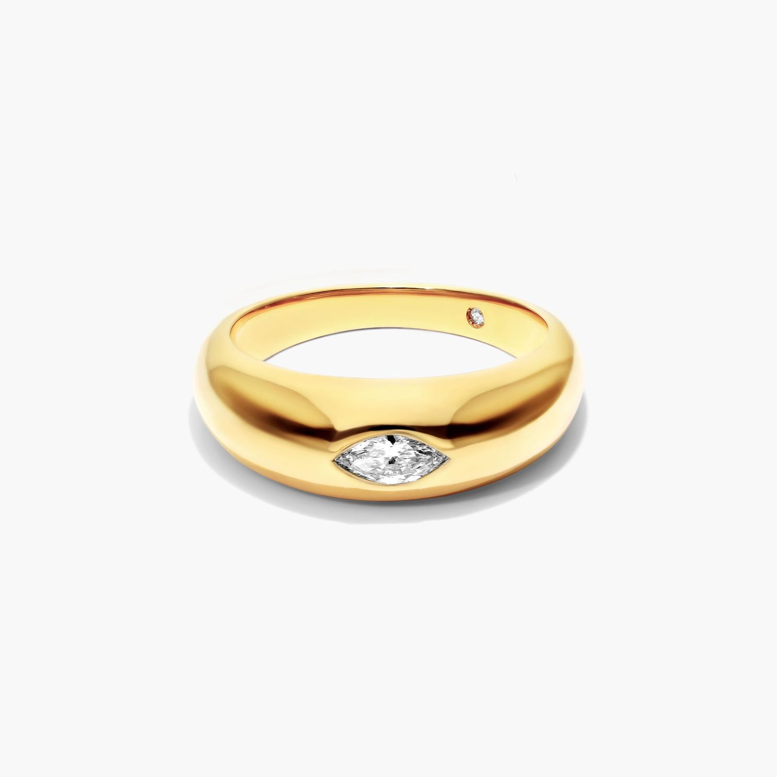 Marquise Cut Diamond Dome Ring In 14K Yellow Gold