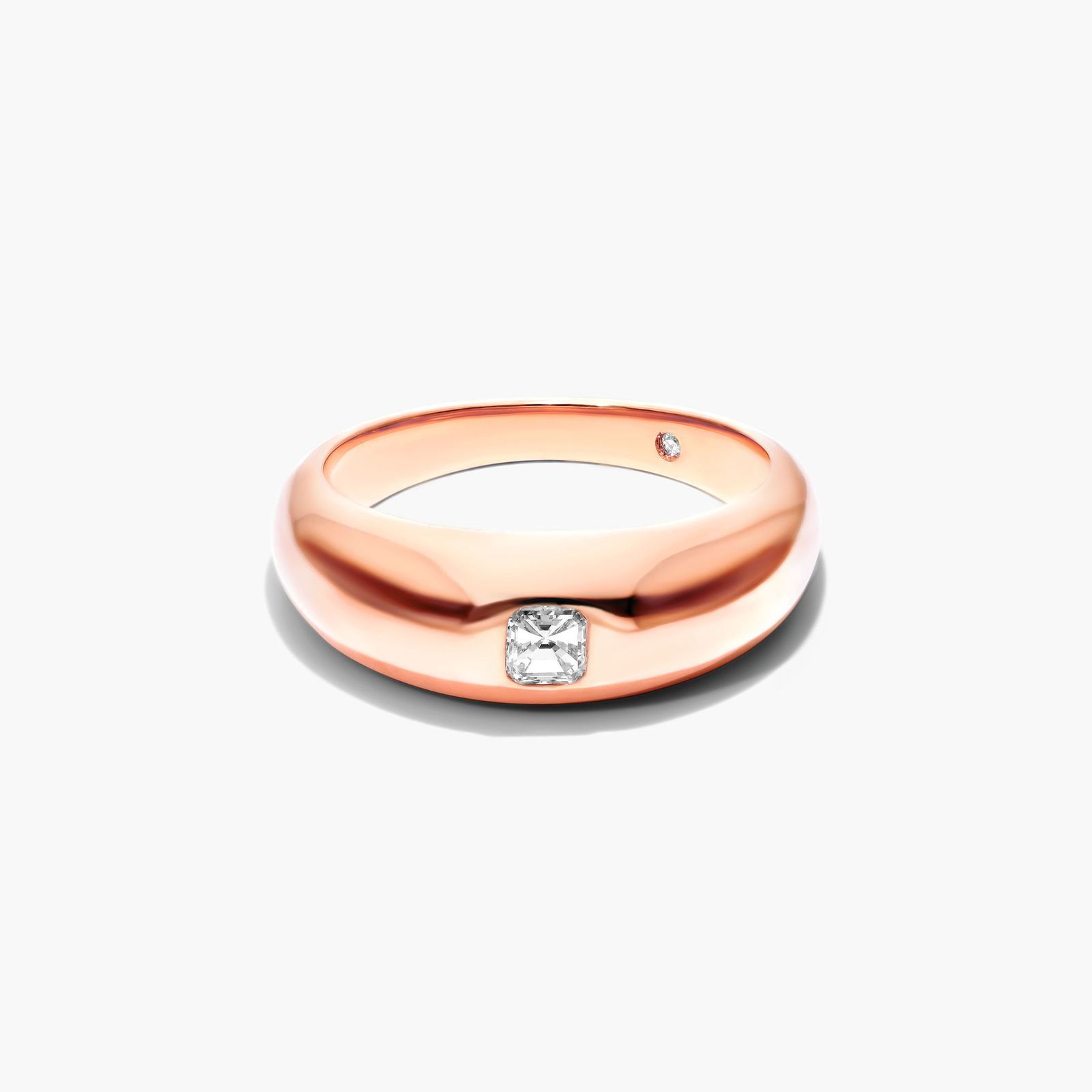 Asscher Cut Diamond Dome Ring In 14K Rose Gold