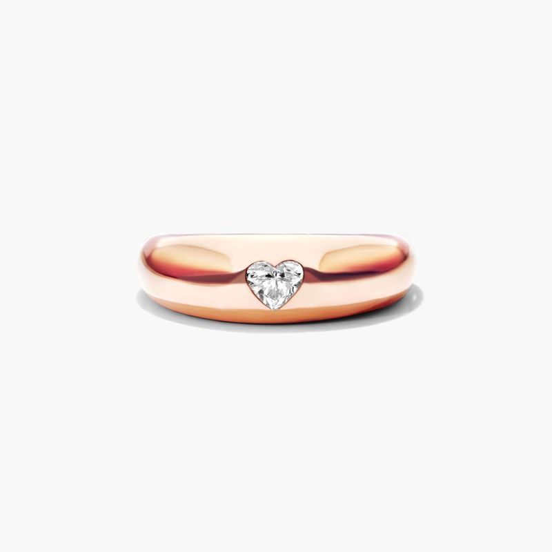 Heart Shape Diamond Dome Ring In 14K Rose Gold