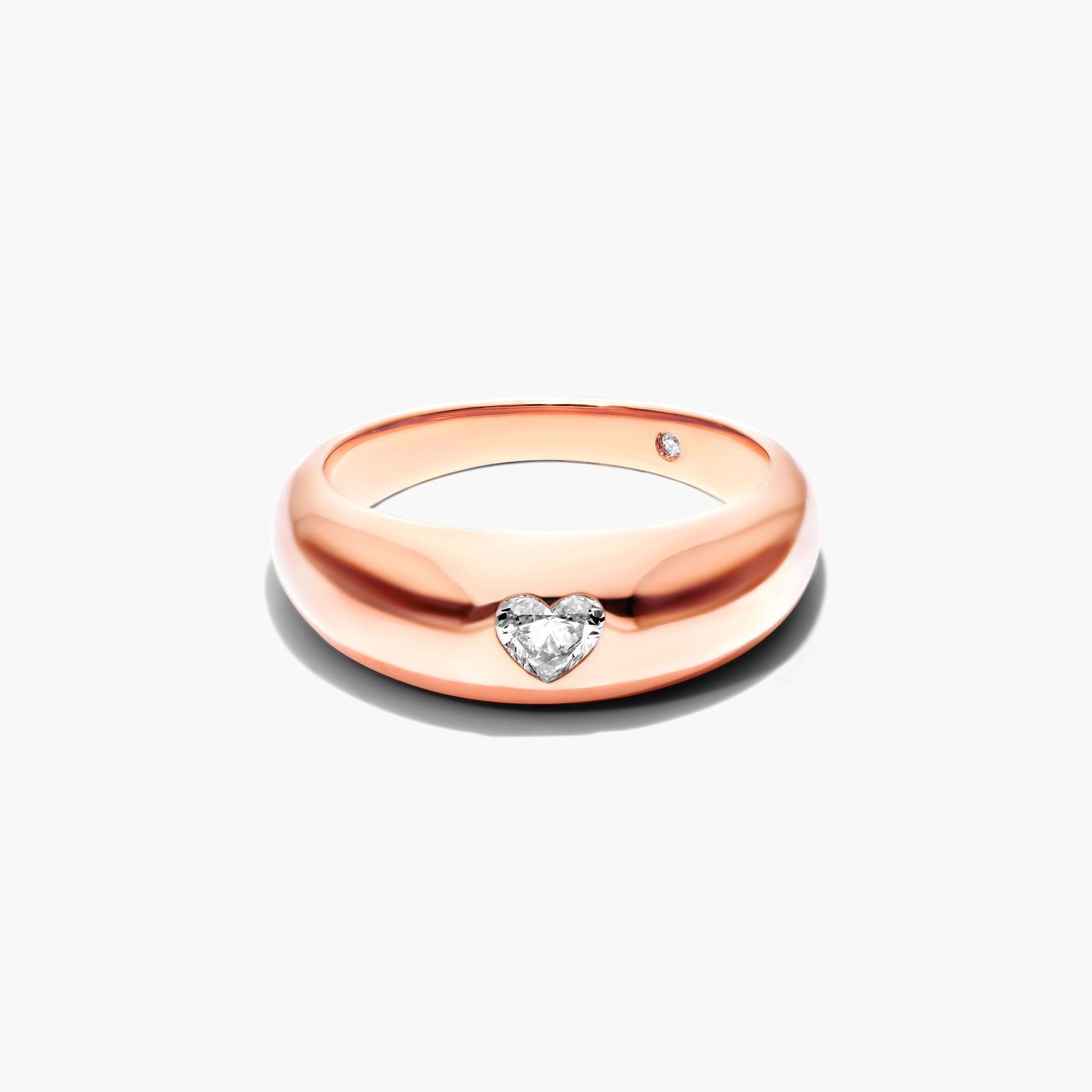 Heart Shape Diamond Dome Ring In 14K Rose Gold