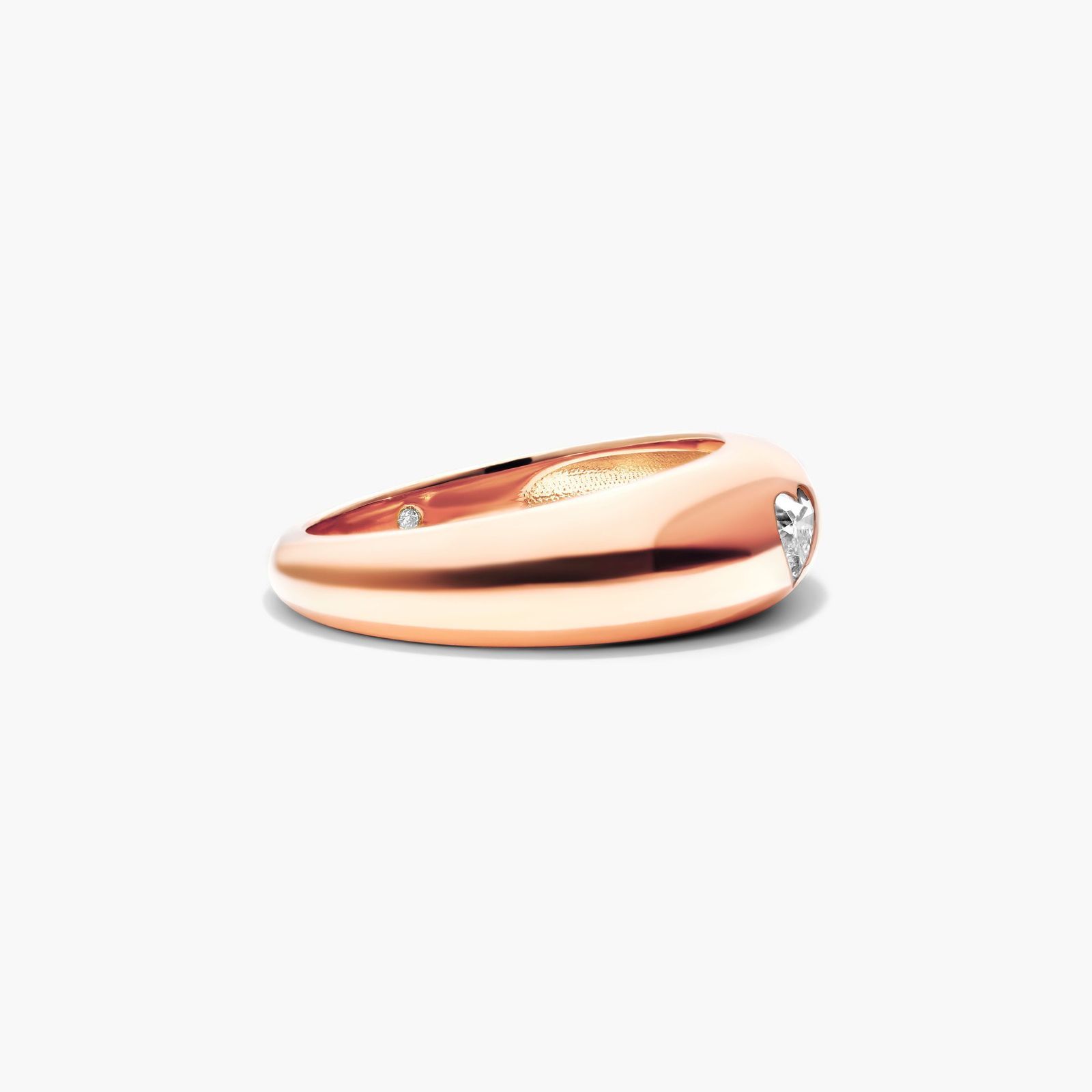 Heart Shape Diamond Dome Ring In 14K Rose Gold