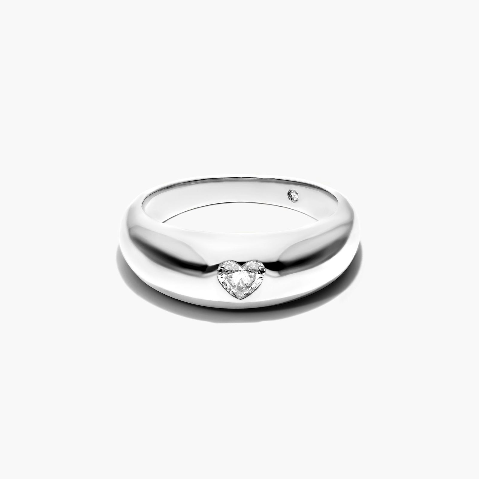 Heart Shape Diamond Dome Ring In 14K White Gold
