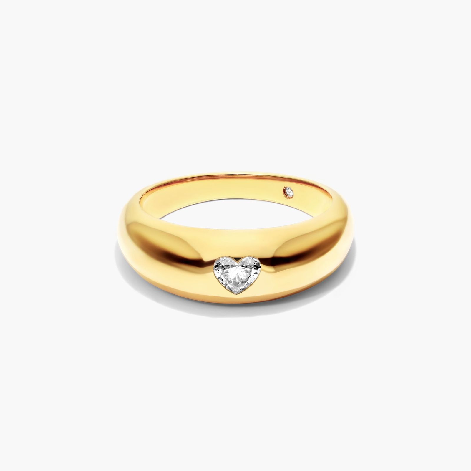 Heart Shape Diamond Dome Ring In 14K Yellow Gold
