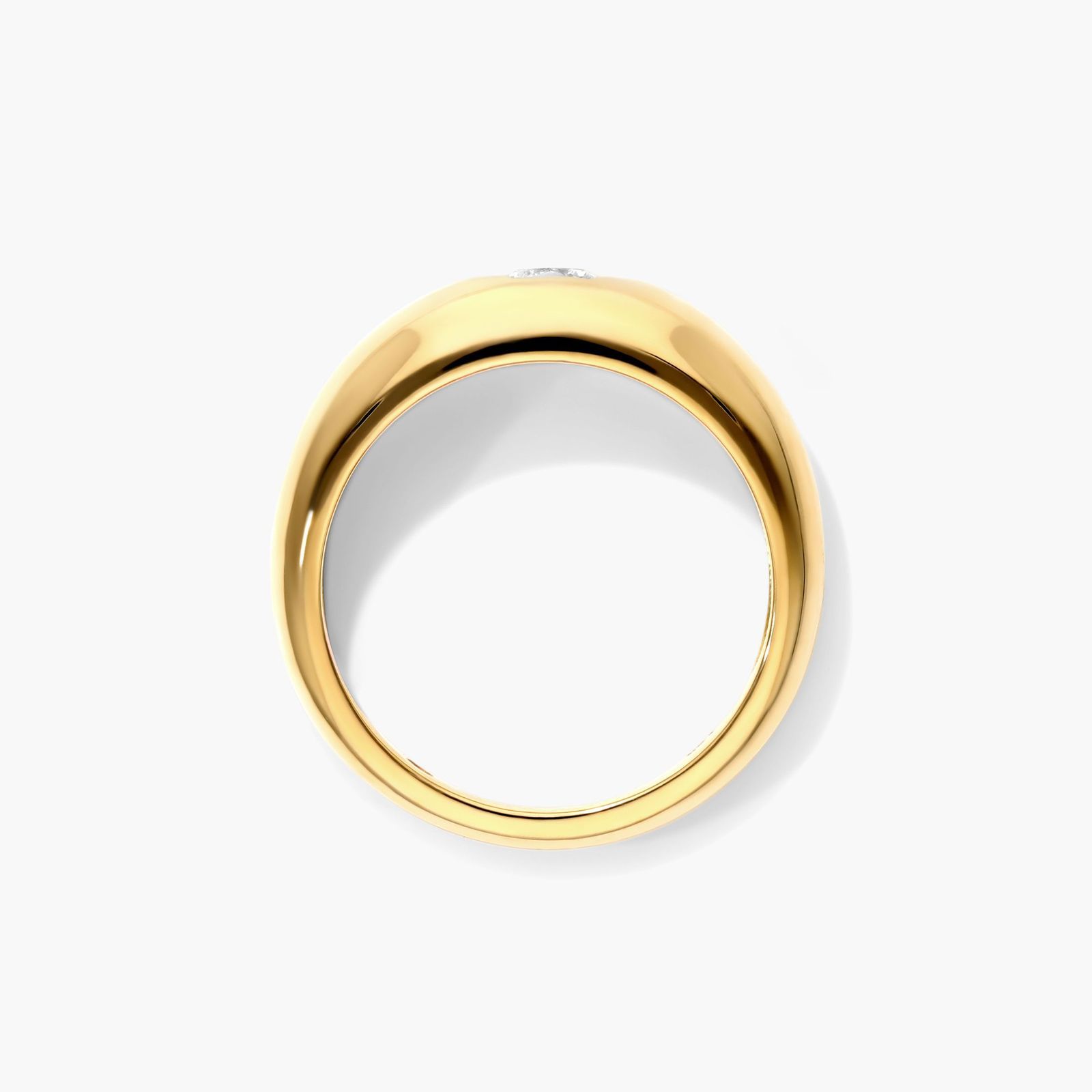 Heart Shape Diamond Dome Ring In 14K Yellow Gold