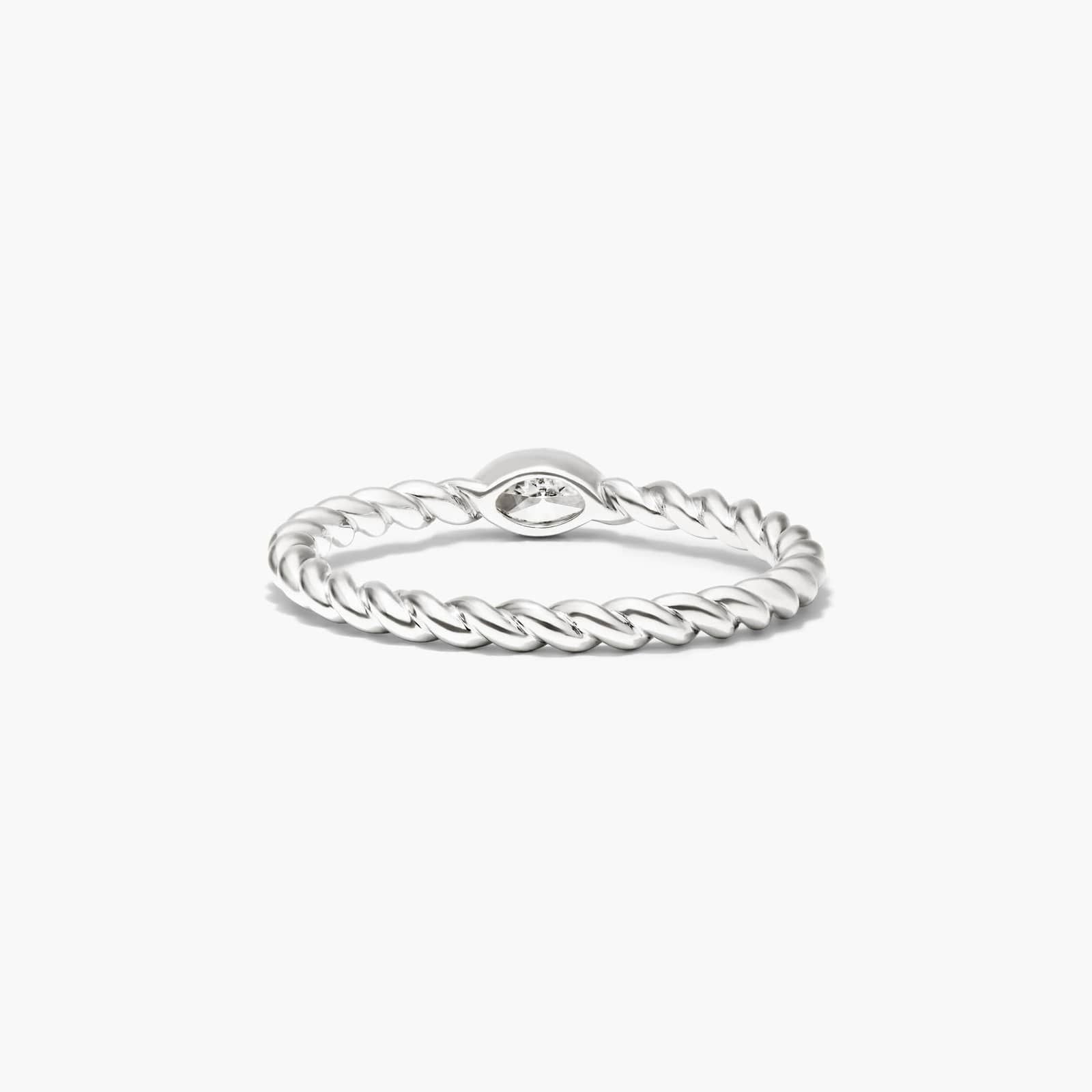 Marquise Cut Diamond Solitaire Cable Ring In 14K White Gold
