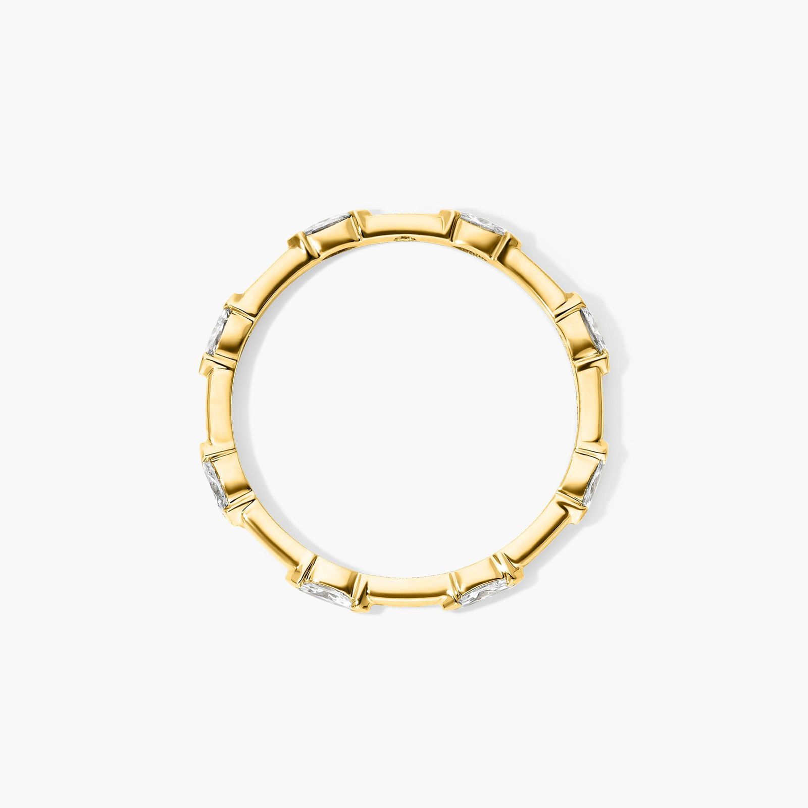 Marquise Cut Diamond Station Ring In 14K Yellow Gold