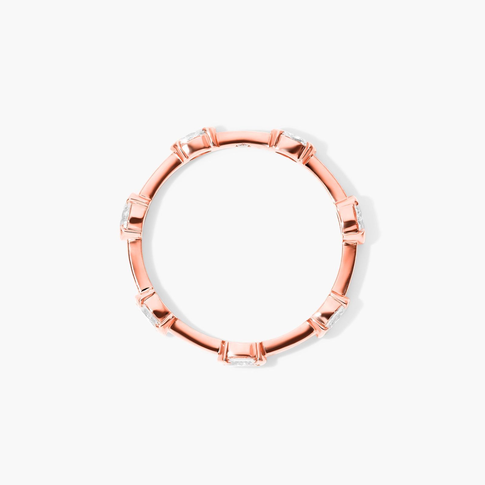 Oval Cut Diamond Station Ring In 14K Rose Gold