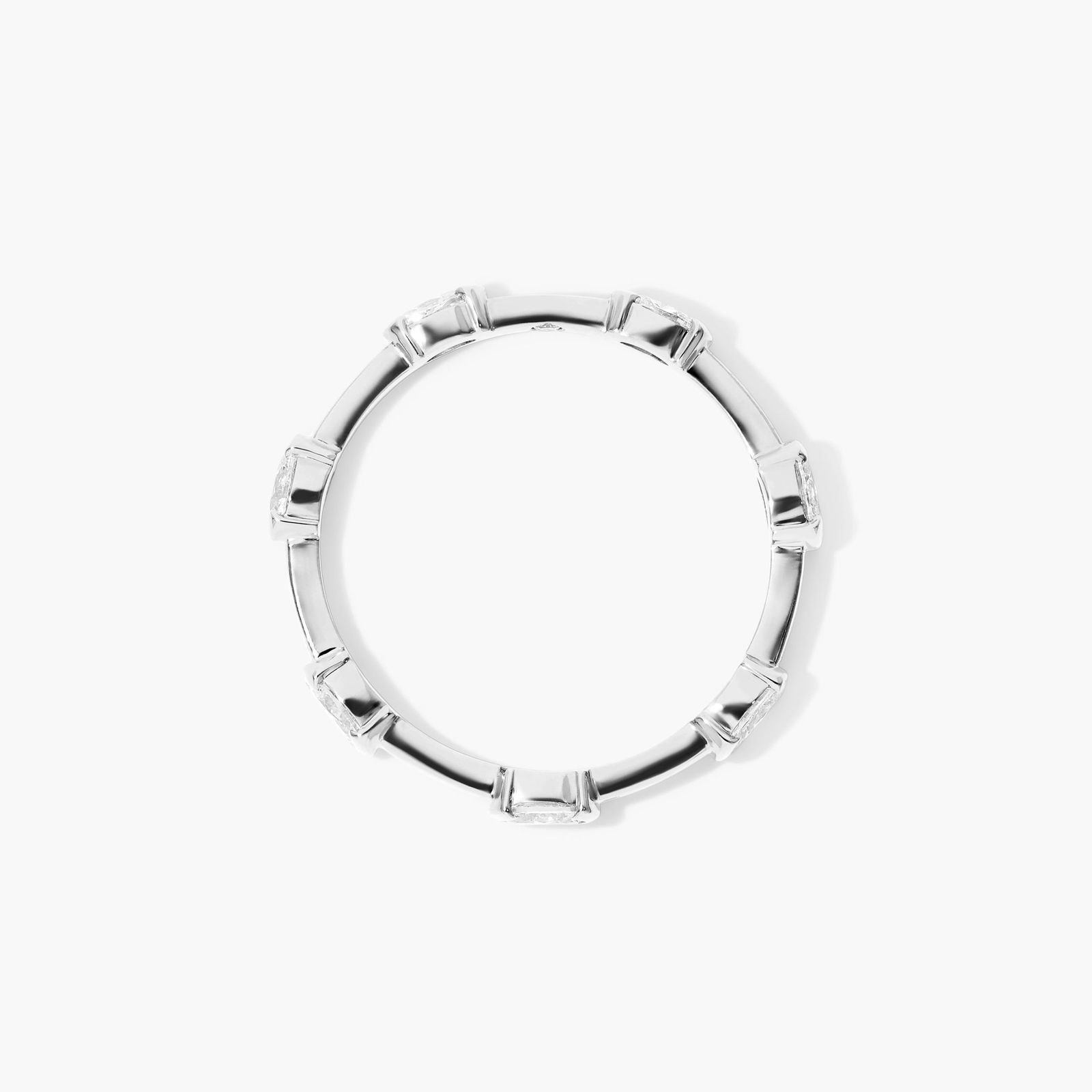 Oval Cut Diamond Station Ring In 14K White Gold