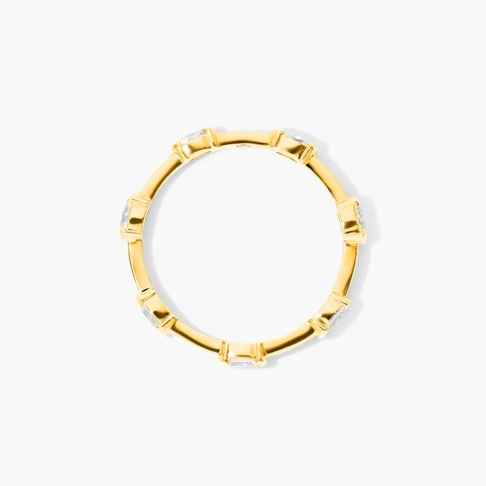 Oval Cut Diamond Station Ring In 14K Yellow Gold