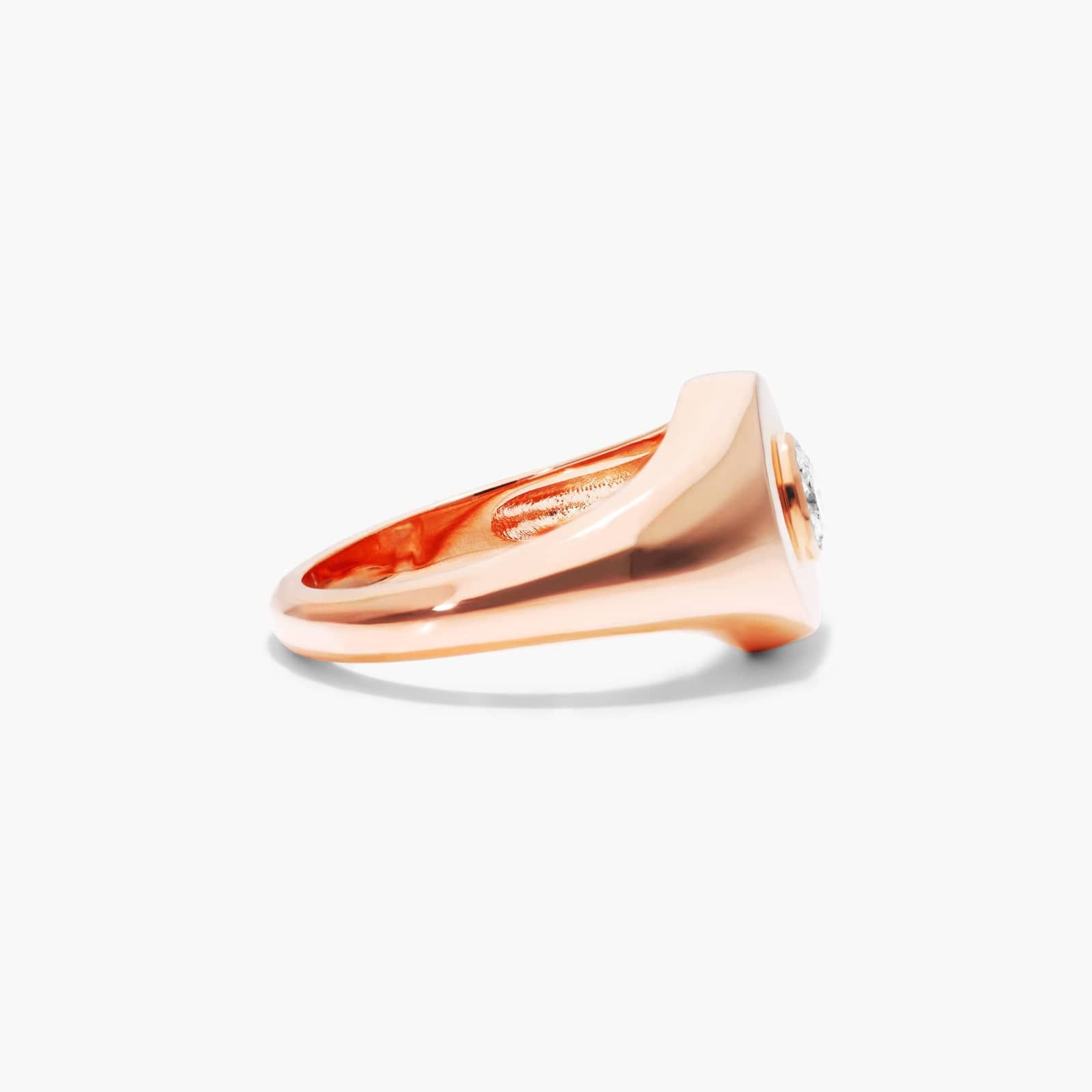Oval Cut Diamond Signet Ring In 14K Rose Gold