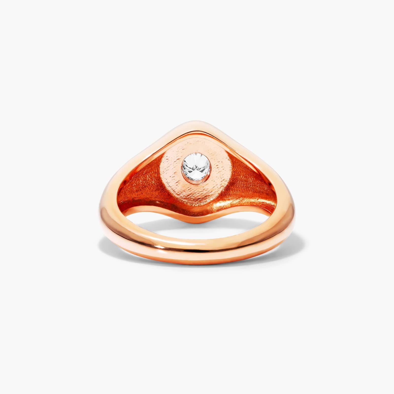 Oval Cut Diamond Signet Ring In 14K Rose Gold